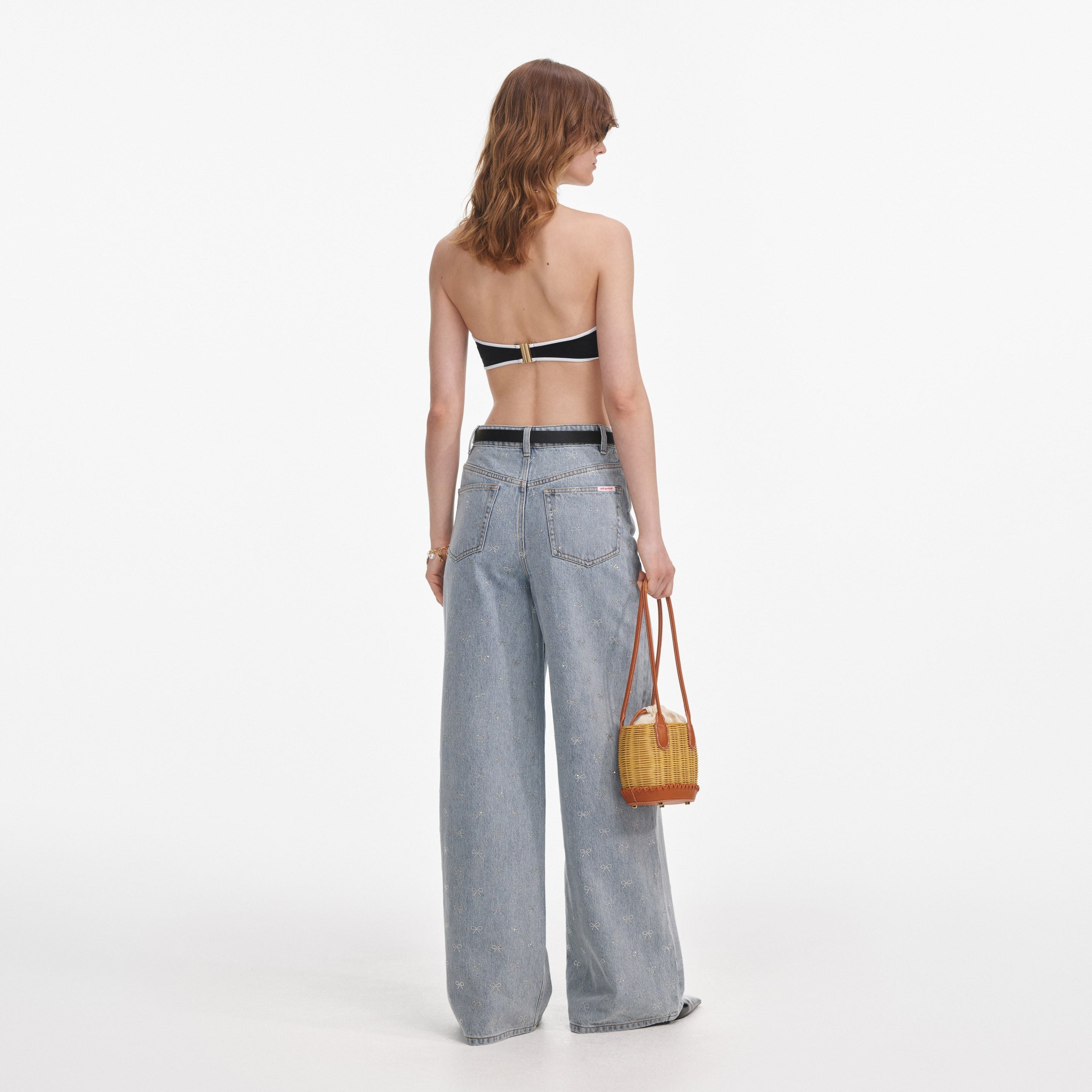 Light Blue Diamante Bow Jeans - 3