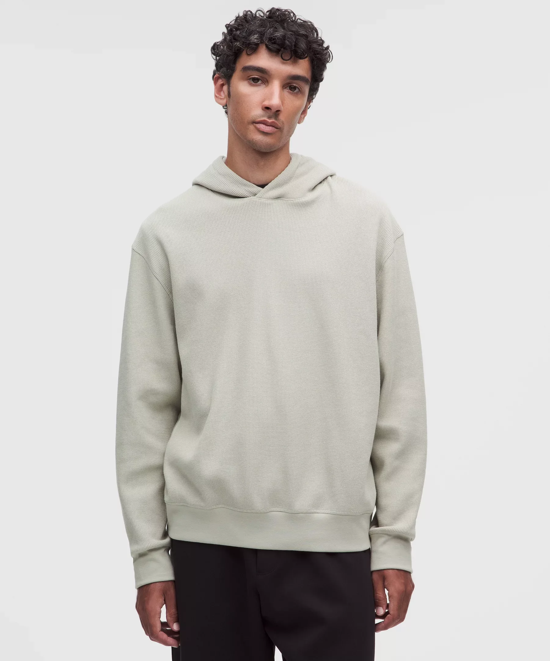 Cotton-Blend Relaxed-Fit Waffle Knit Hoodie - 1