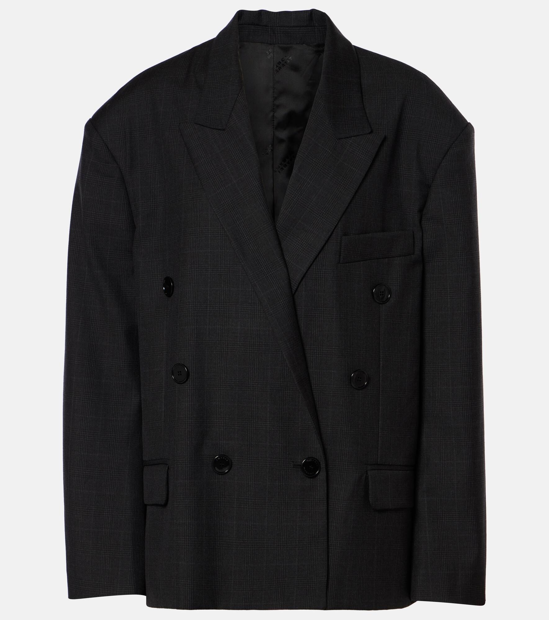 Klero checked double-breasted wool-blend blazer - 1