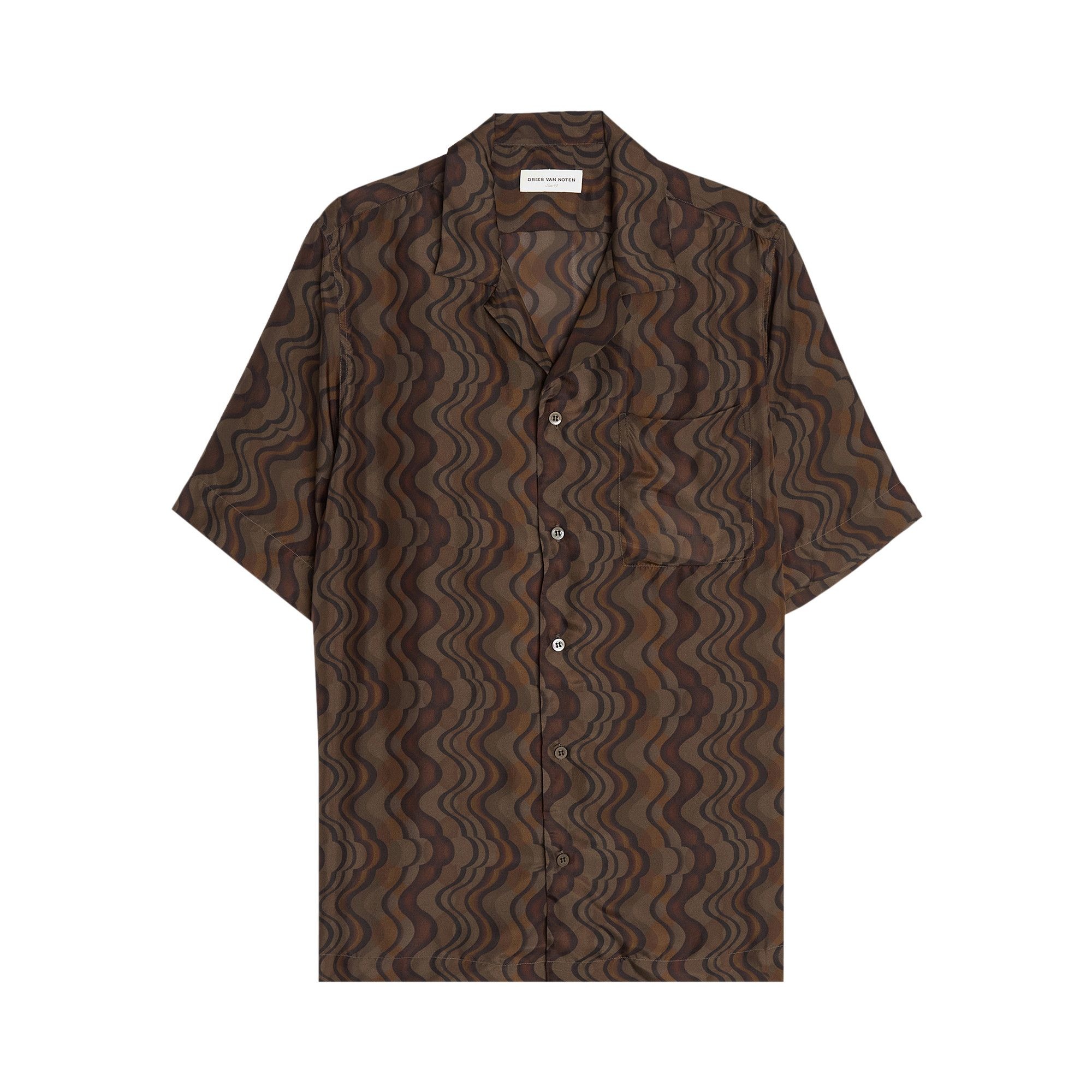 Dries Van Noten Lightweight Printed Boxy Hawaiian Shirt 'Brown' - 1