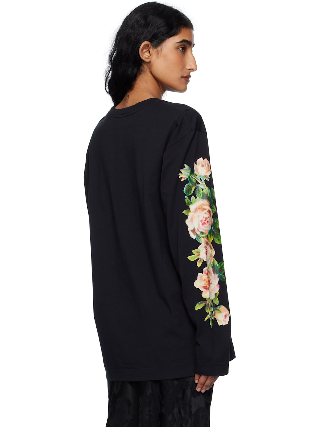 Black Rose Bouquet Long Sleeve T-shirt - 3