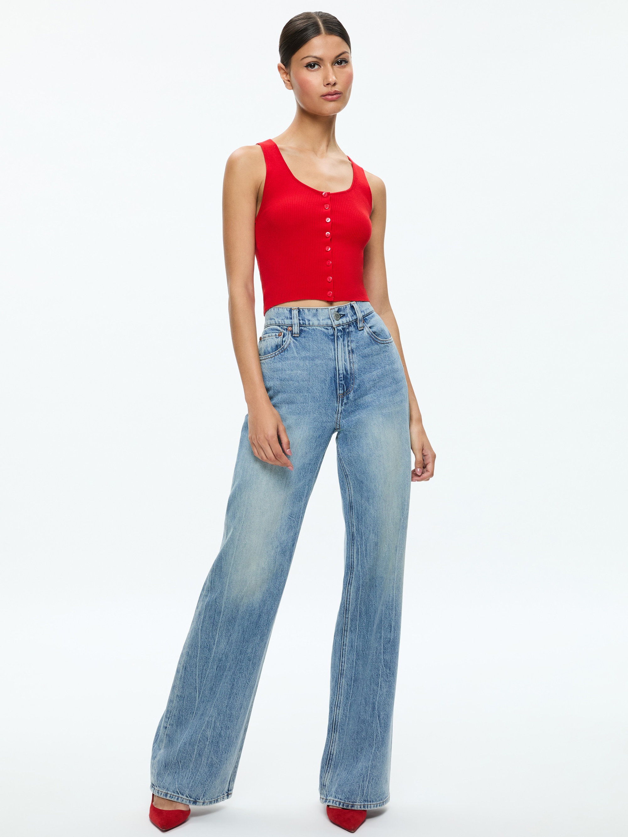 DARYN BUTTON THROUGH CROPPED TANK - 3