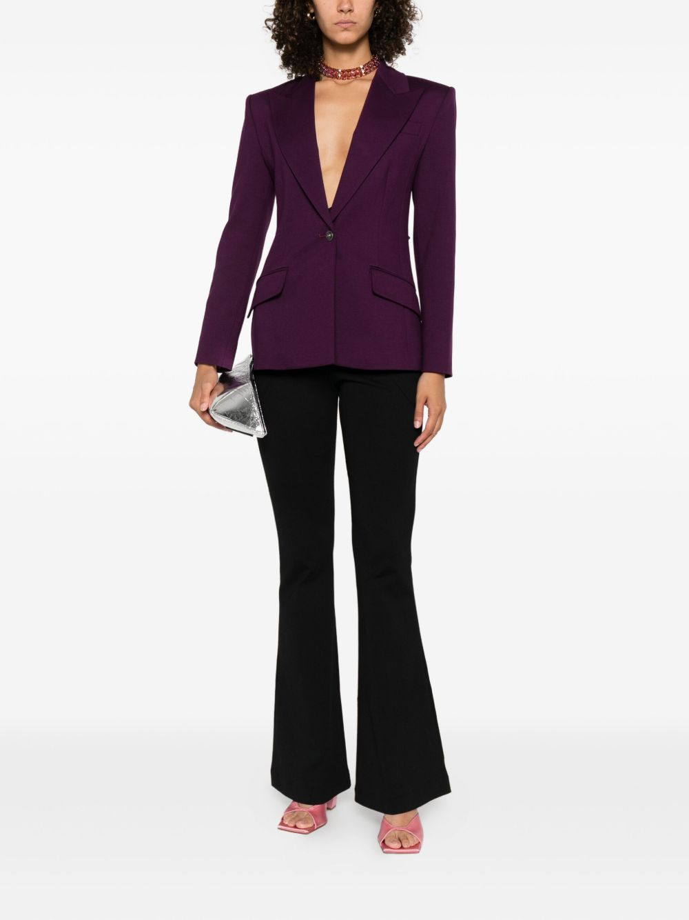 single-button notched-lapels blazer - 2