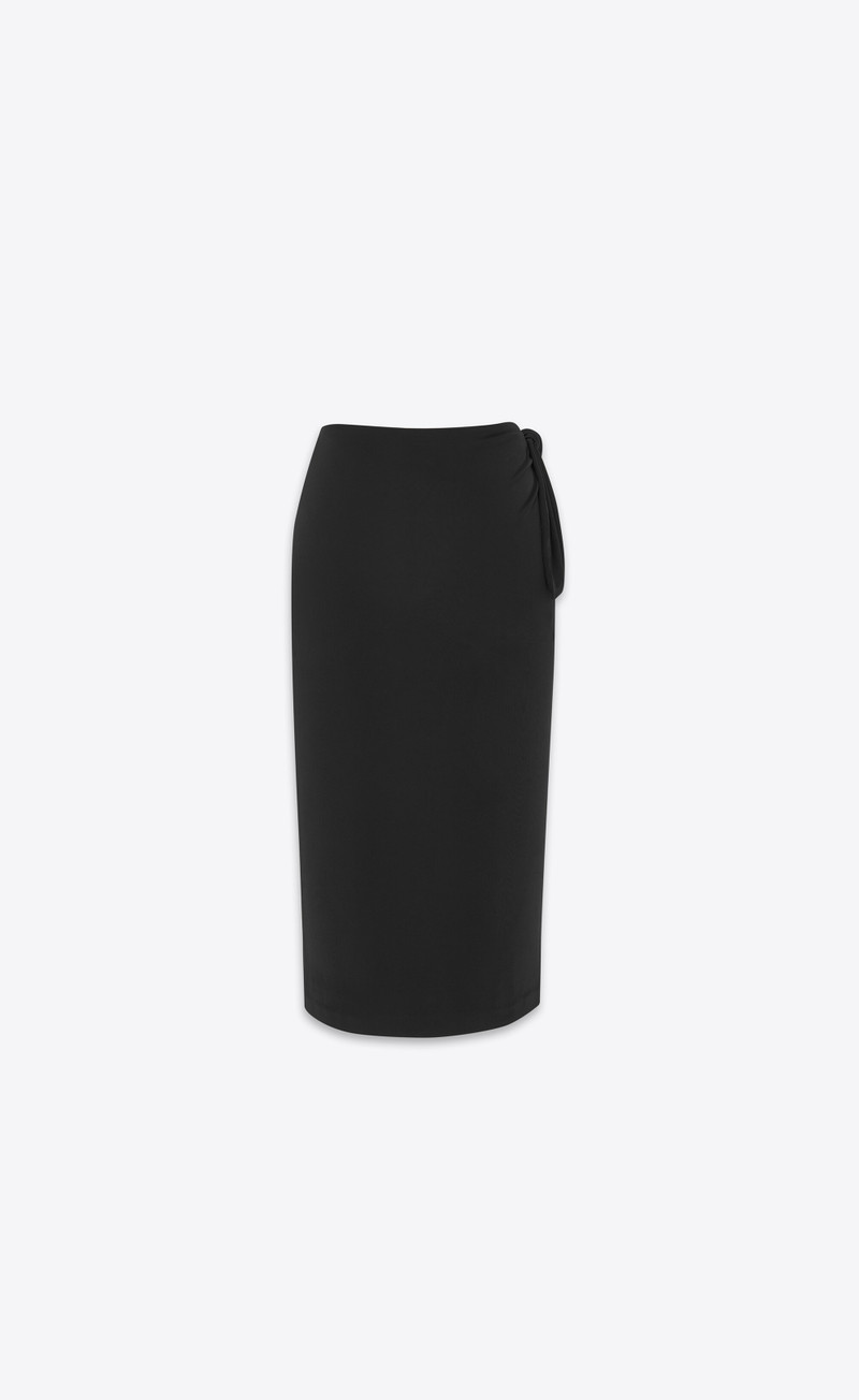 tied pencil skirt in shiny jersey - 1