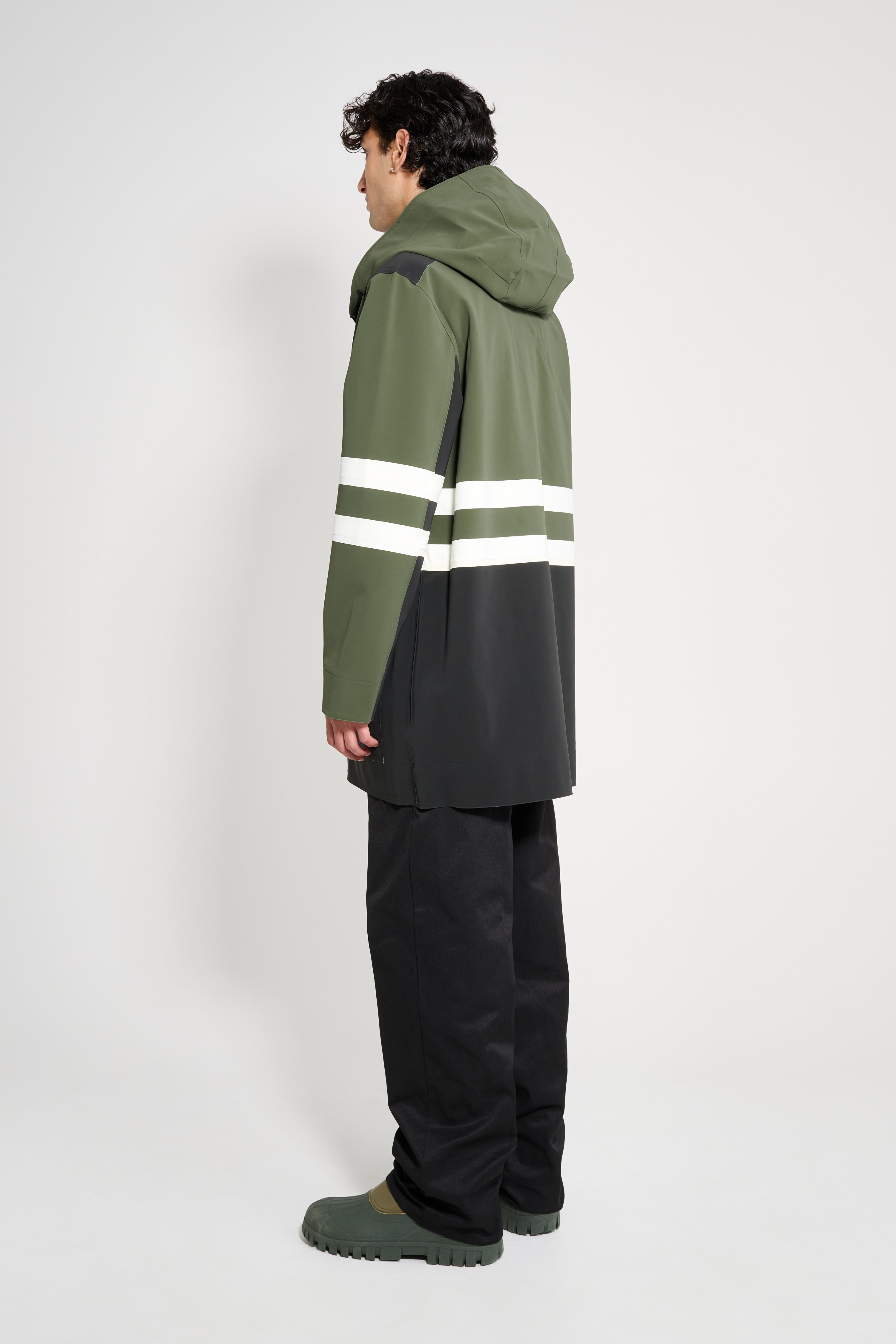 Nockeby Raincoat Black/Green/White - 4