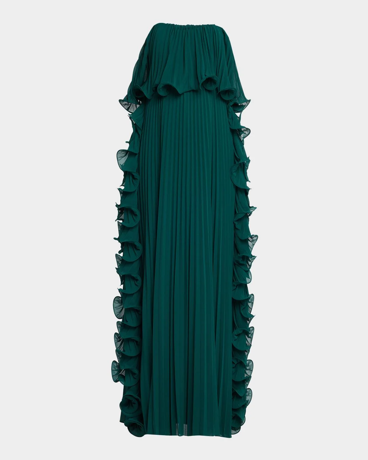 Strapless Pleated Ruffle Gown - 1