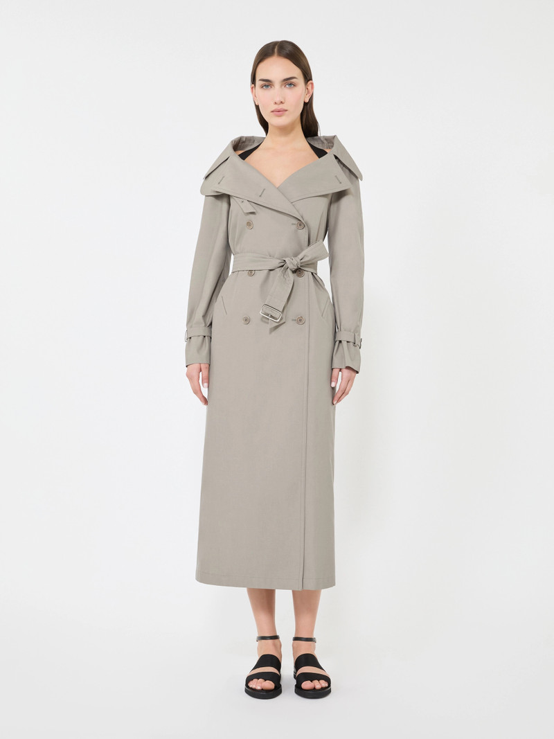 PANCIA Long water-repellent cotton twill trench coat - MEDIUM GREY 3