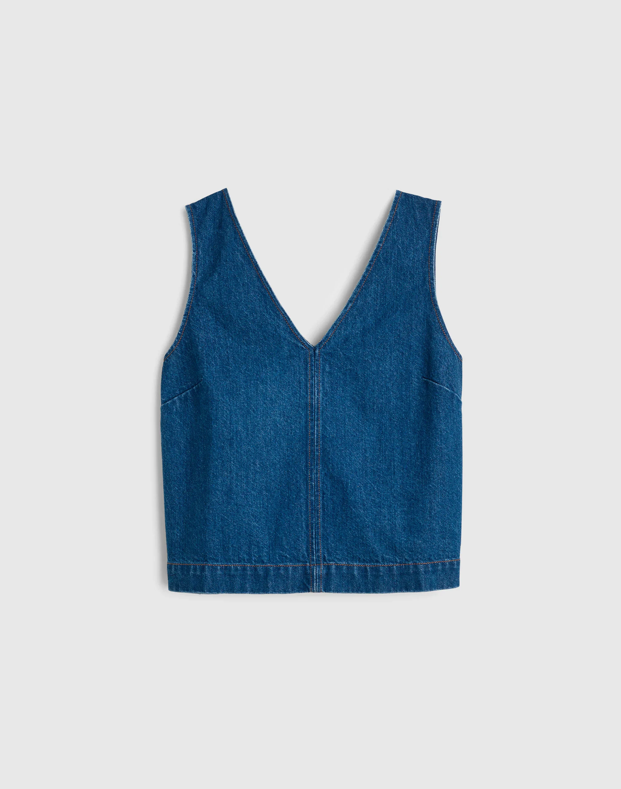 Denim V-Neck Shell Top - 1
