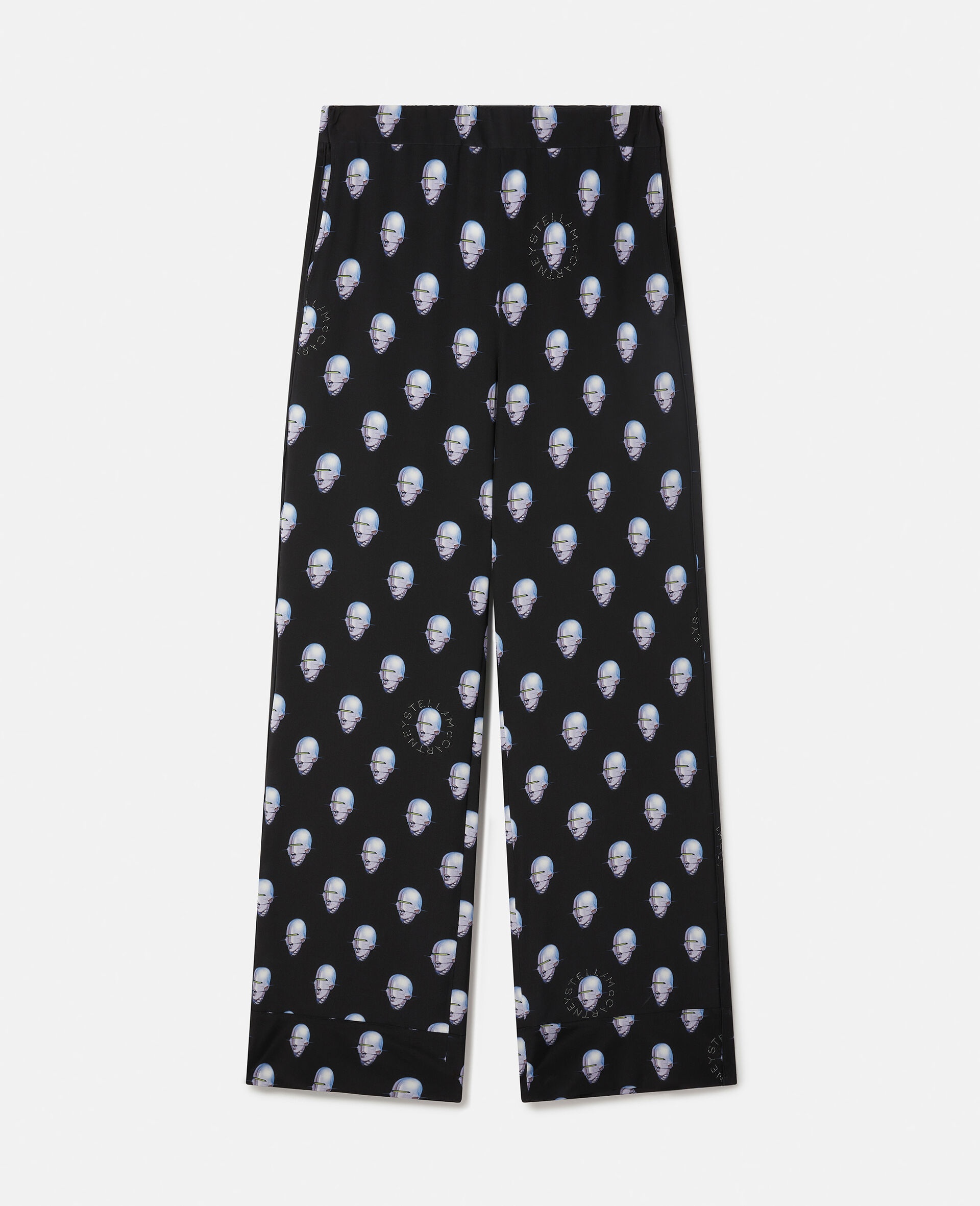 Sexy Robot Print Crepe de Chine Pyjama Trousers - 1