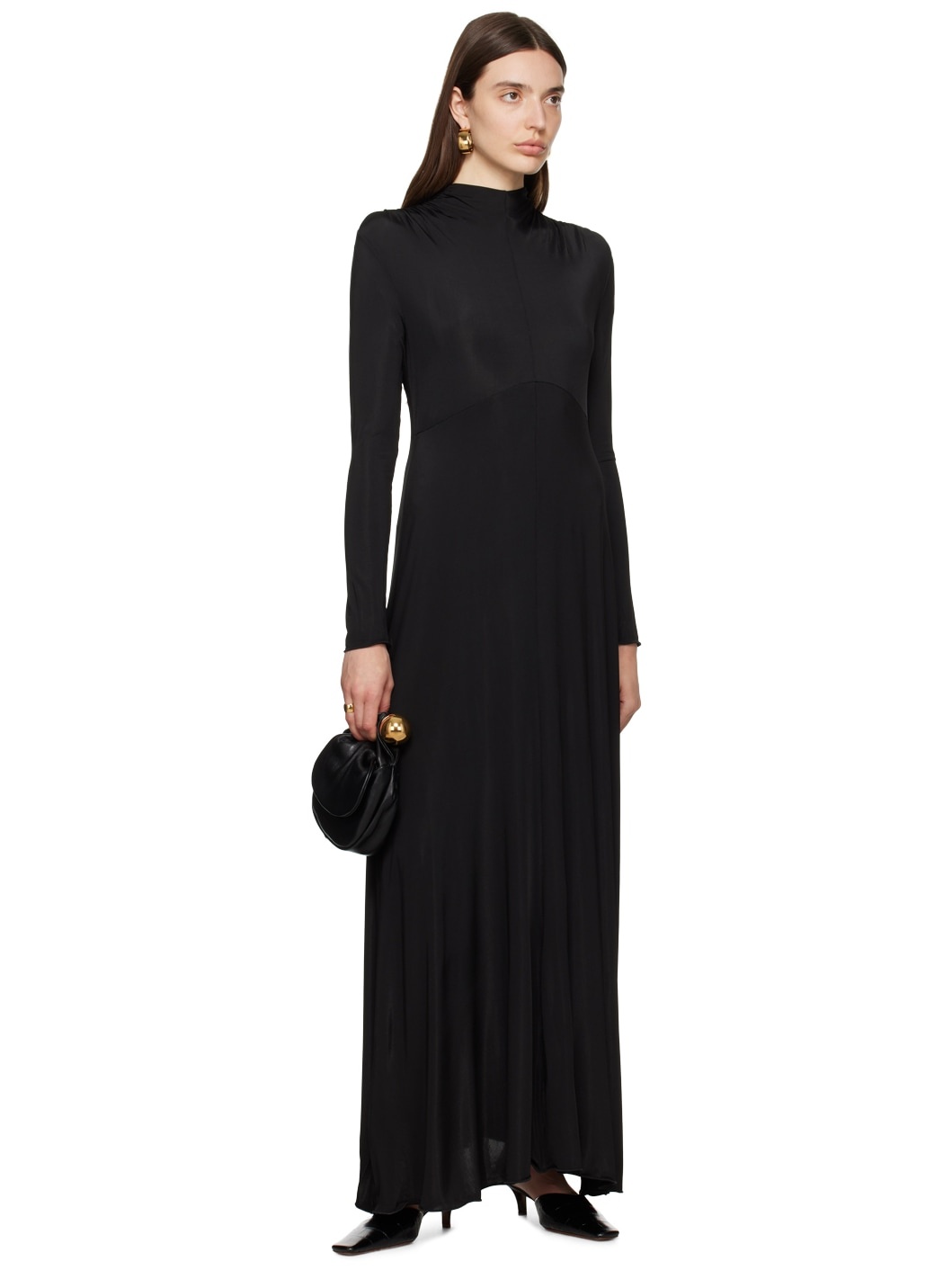 Black Asymmetric Maxi Dress - 4