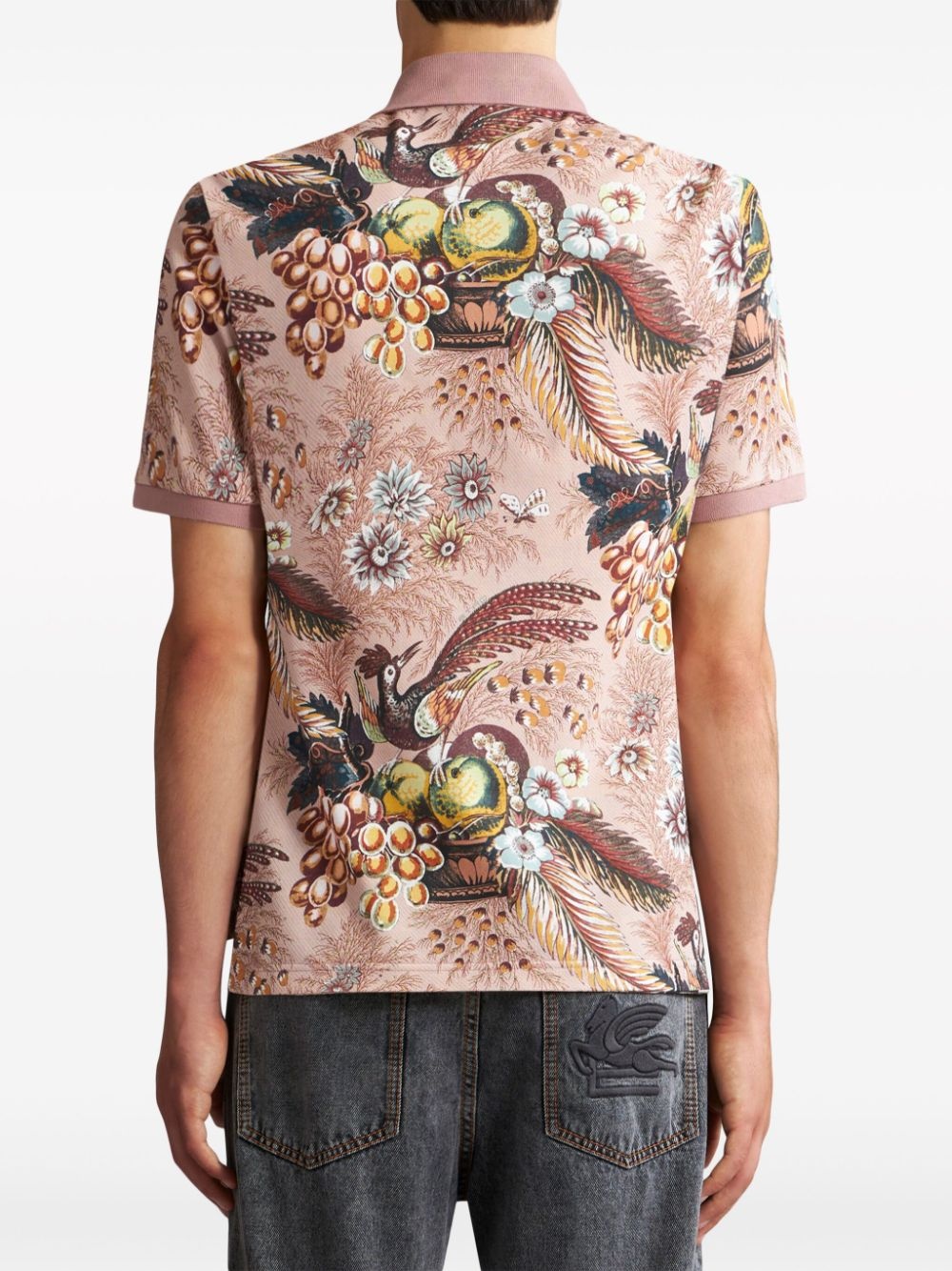 floral-print cotton polo shirt - 3