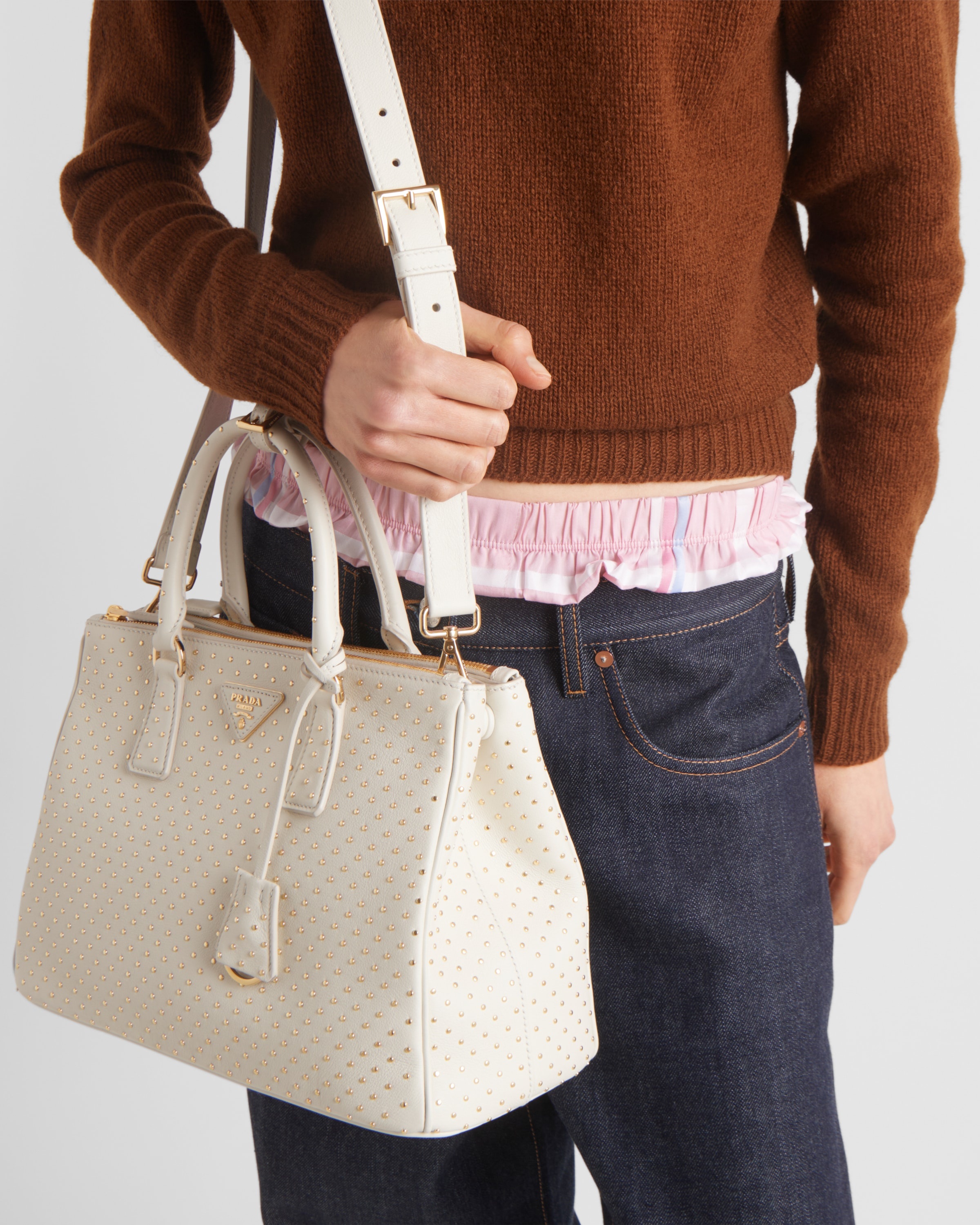 Large Prada Galleria studded leather bag - 8