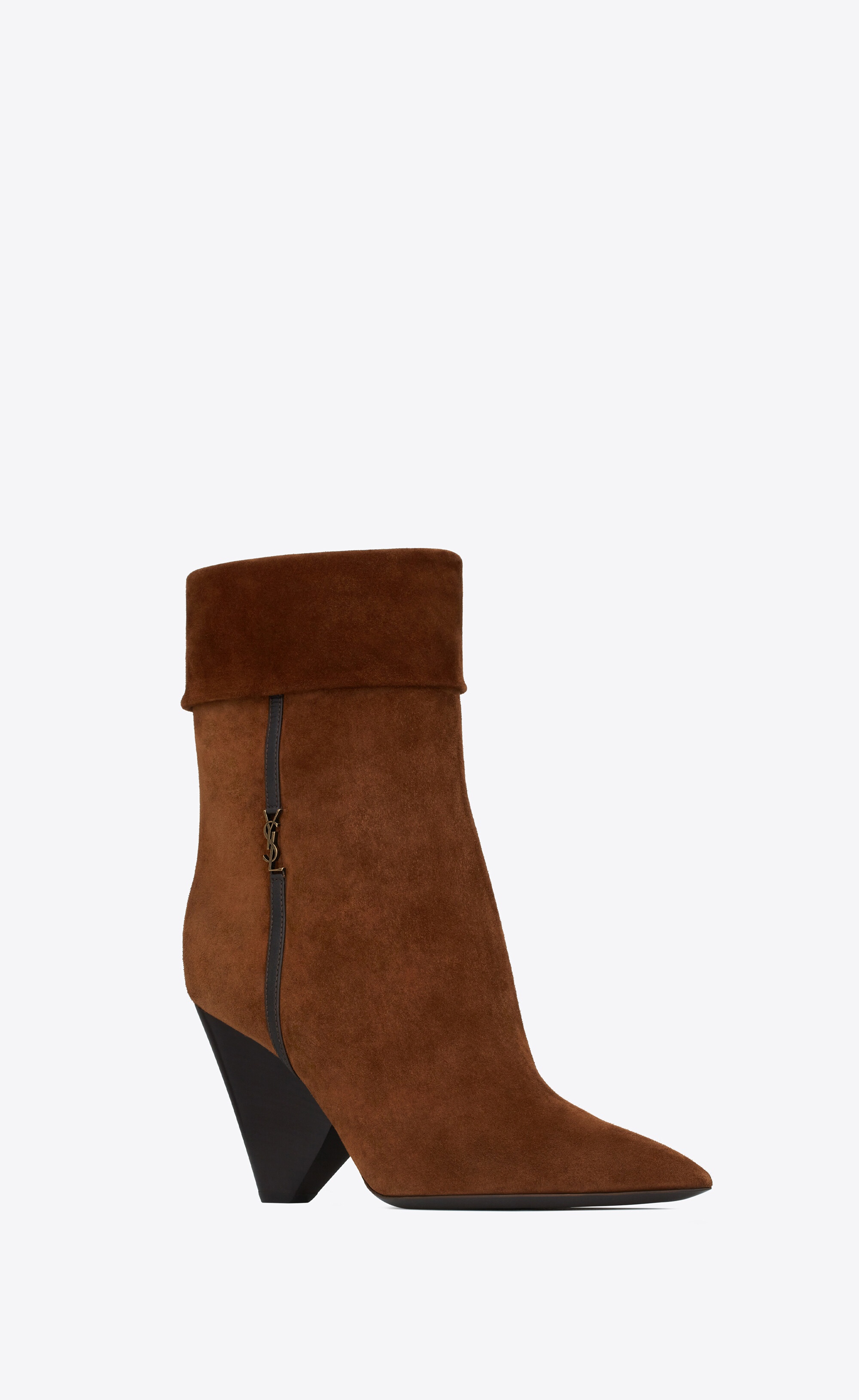 niki booties in suede and gold-tone monogram - 3