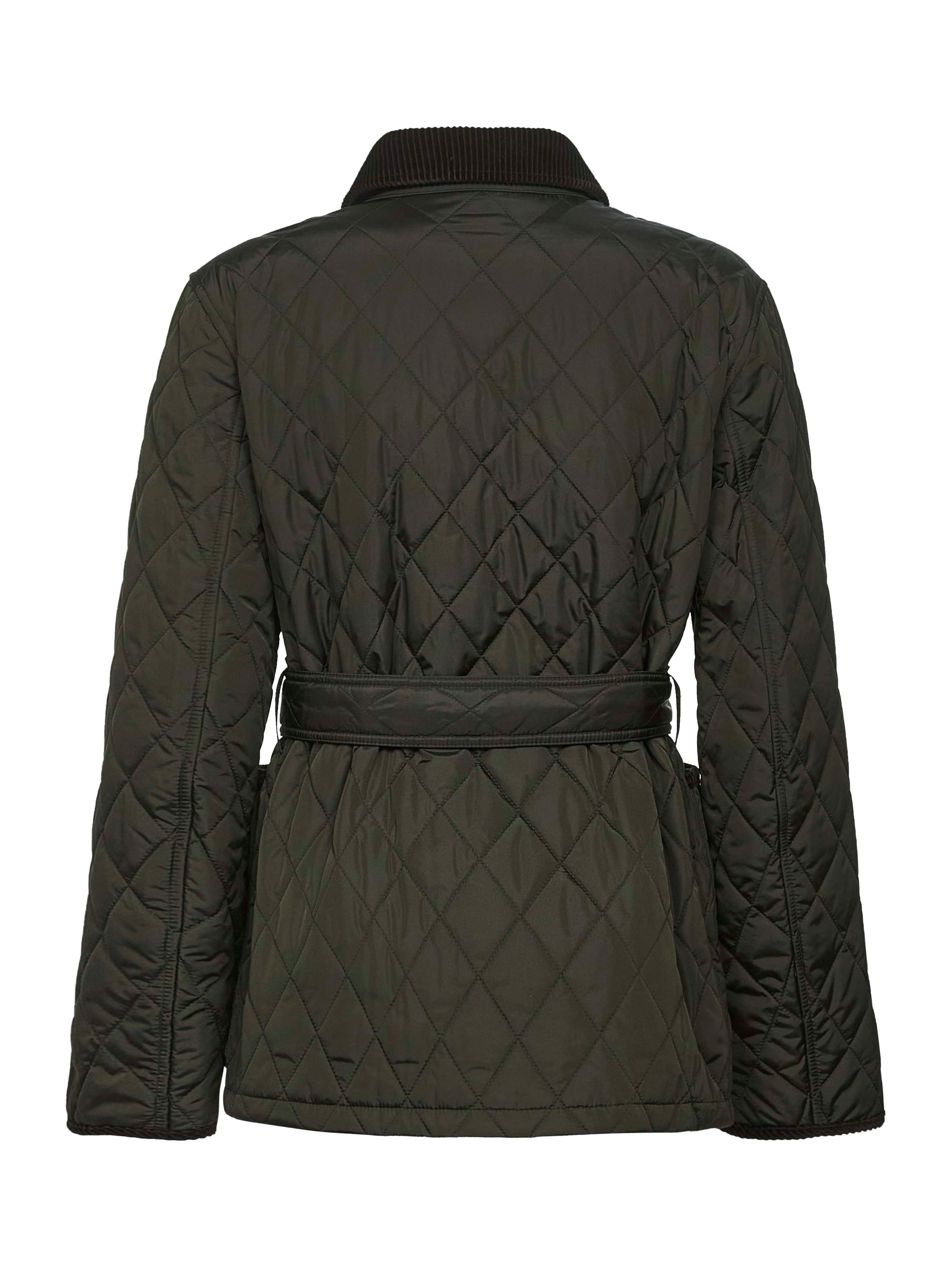 Green nylon belted quilted jacket - 2