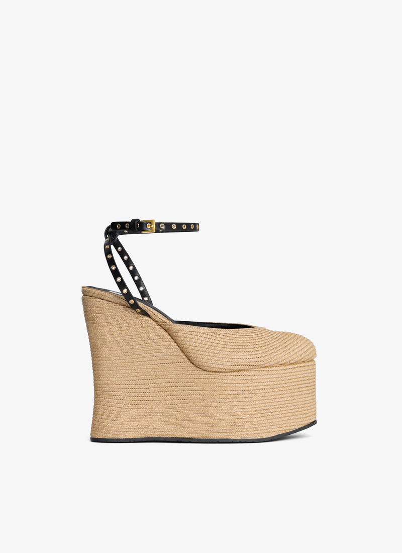 LA WEDGE SANDALS IN PAPER STRAW - 1