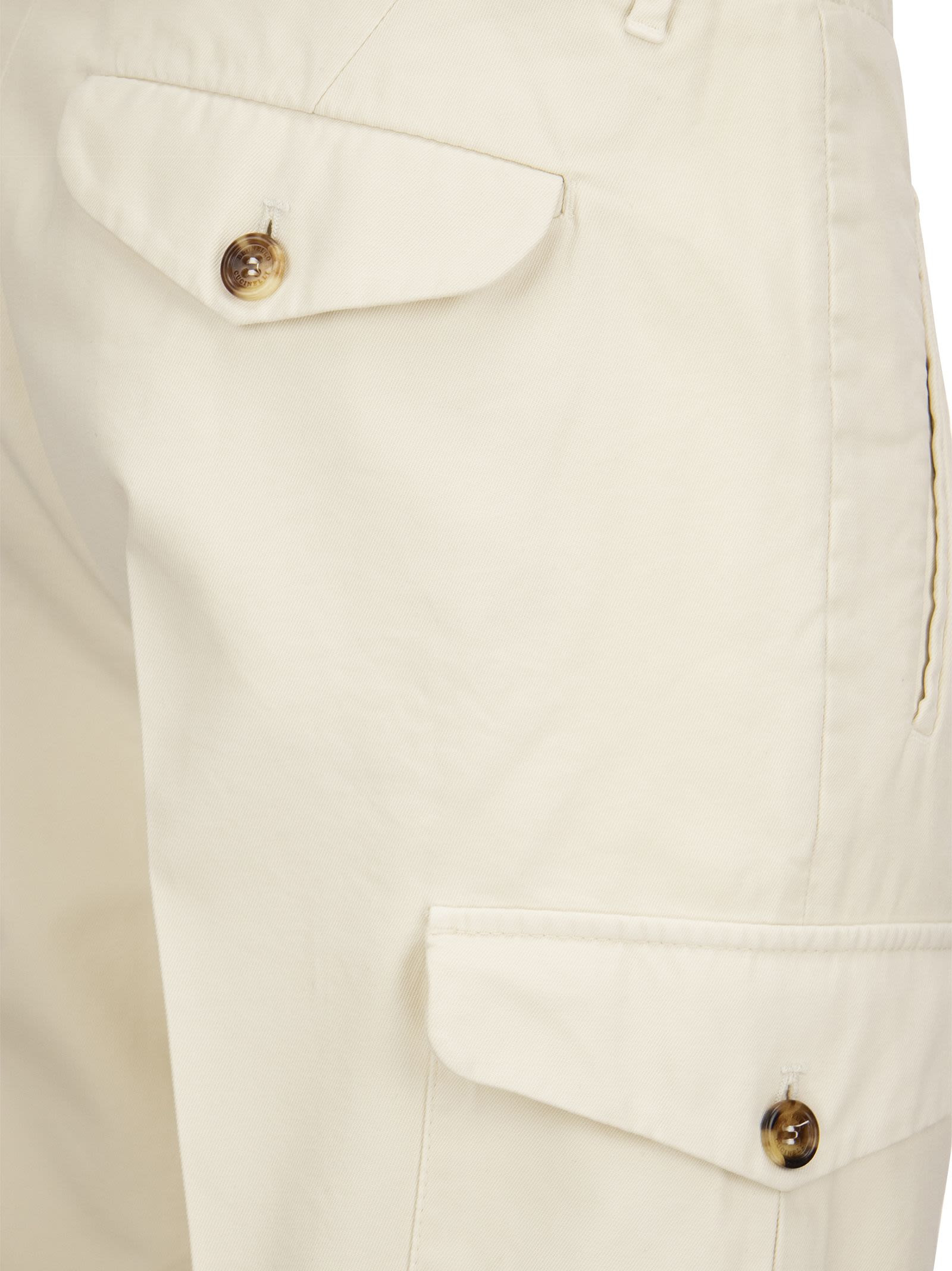 Brunello Cucinelli Men Ergonomic Fit Trousers In Garment-Dyed Comfort Cotton Drill With Darts, Cargo - 4