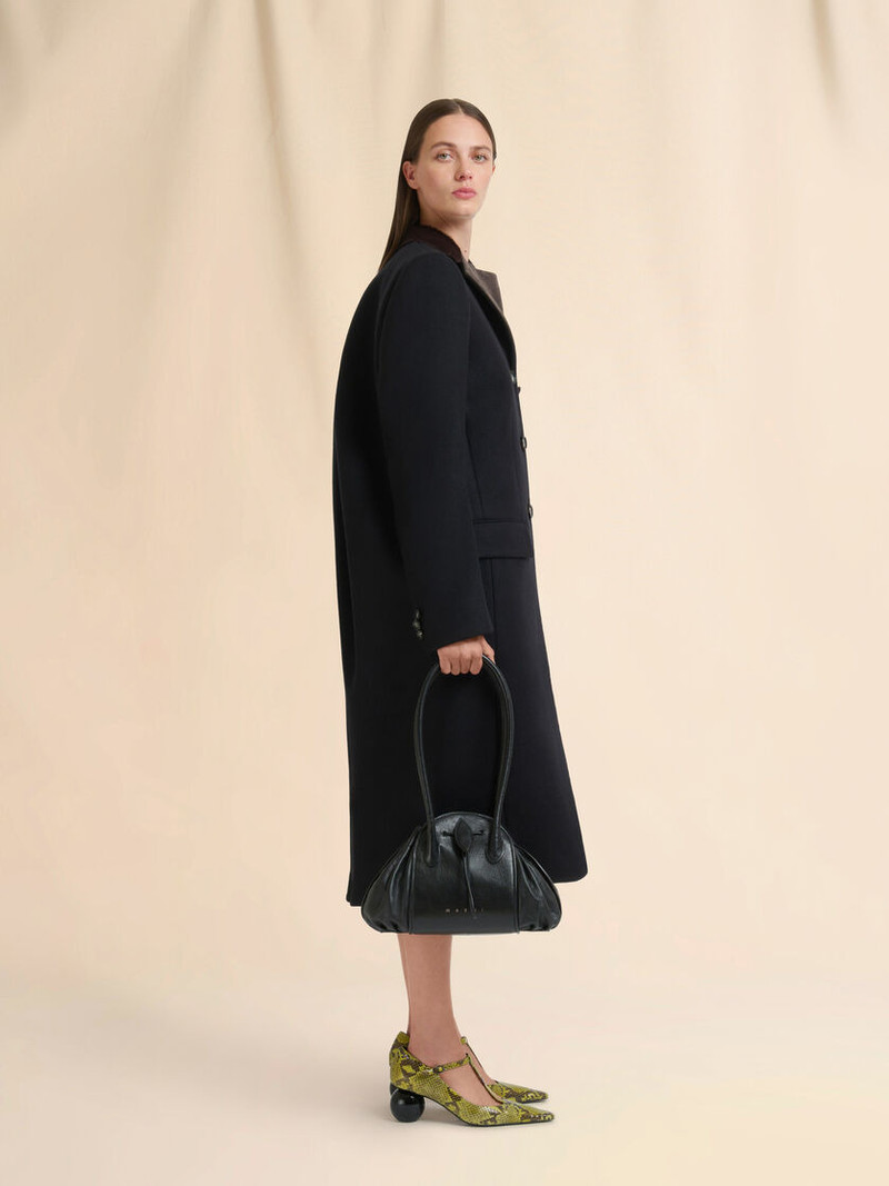 Marni BLACK LEATHER TULIPEA SHOULDER SHOPPER outlook