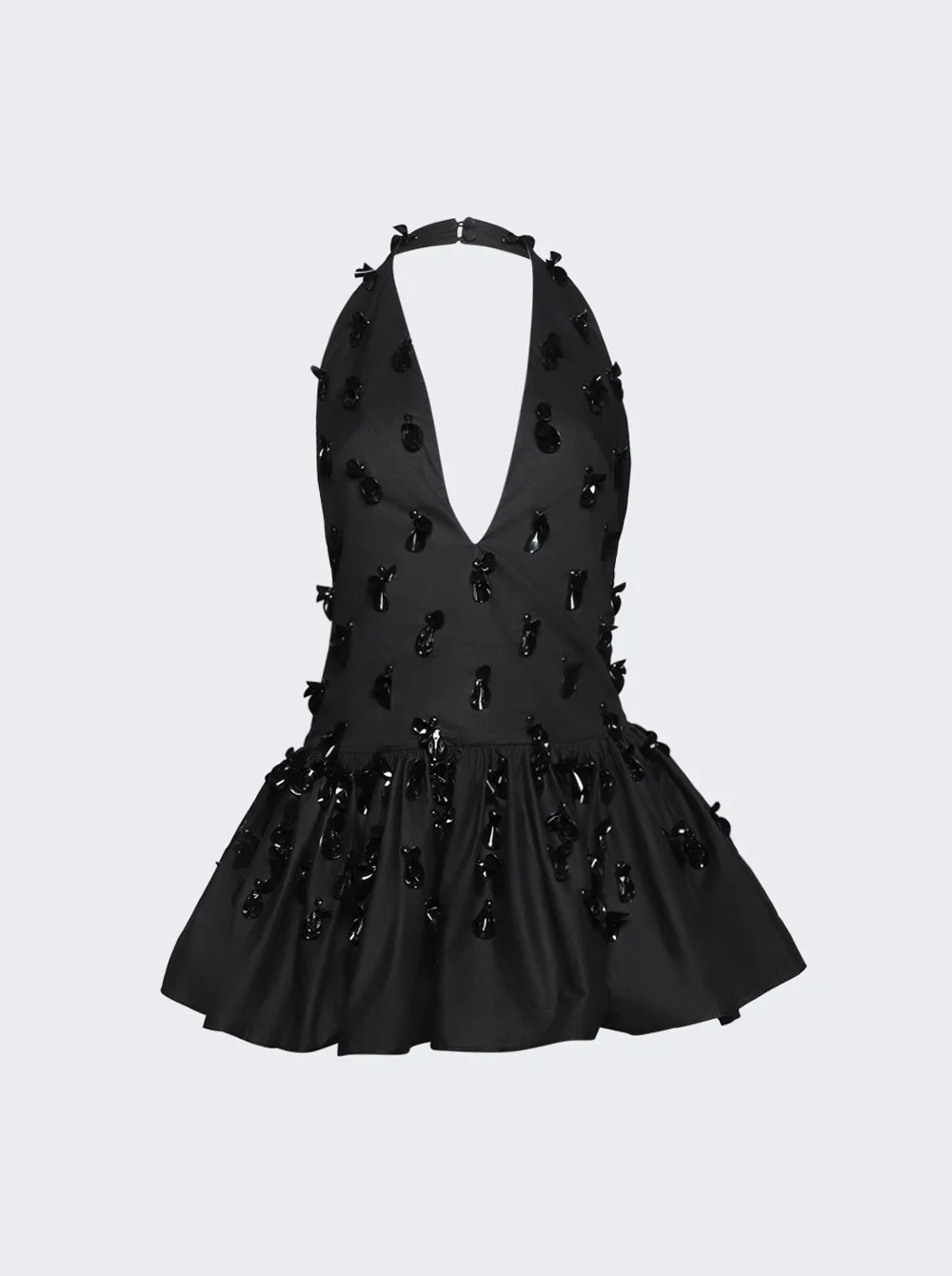 Embellished Plunging Night Top Black - 1