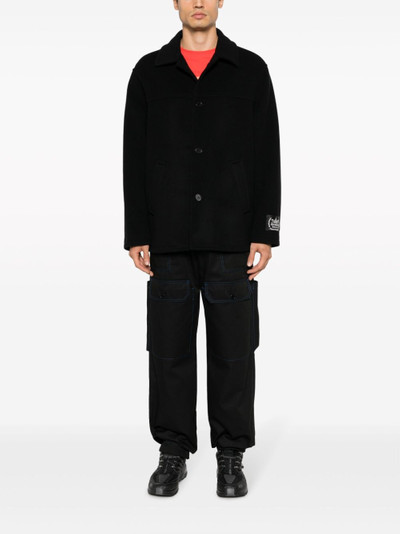 MSGM Wool Coating logo-patch coat outlook