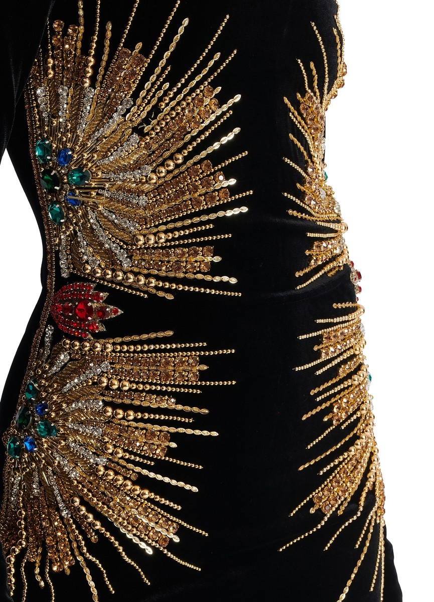 Dress embroidered with pearls and sequins - 5