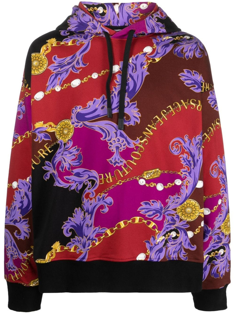 baroque-print cotton hoodie 1