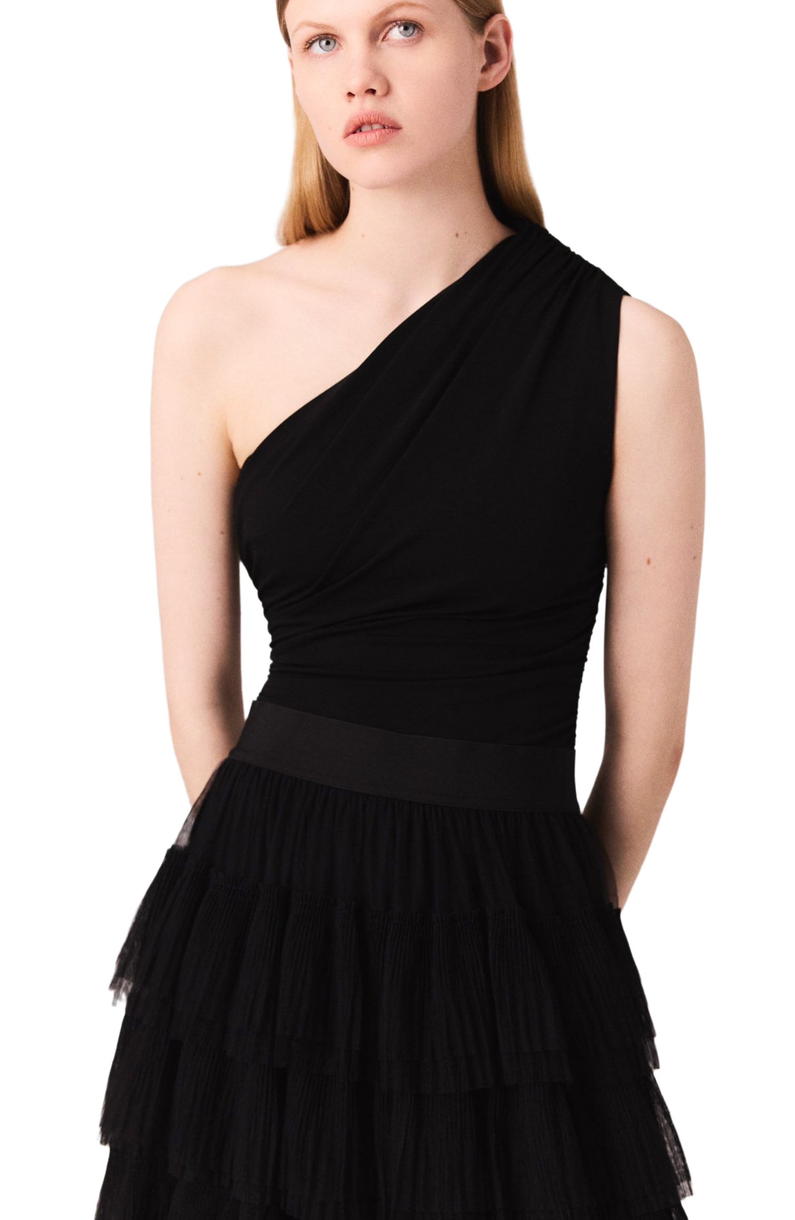 maje Asymmetric bodysuit in Black at Nordstrom - 7