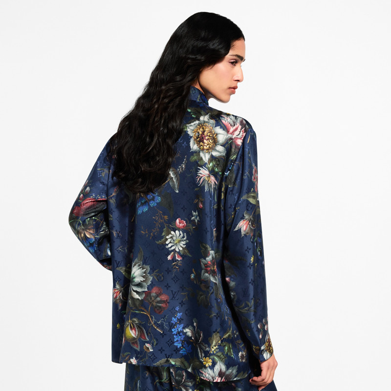 Dark Floral Print Silk Shirt 5