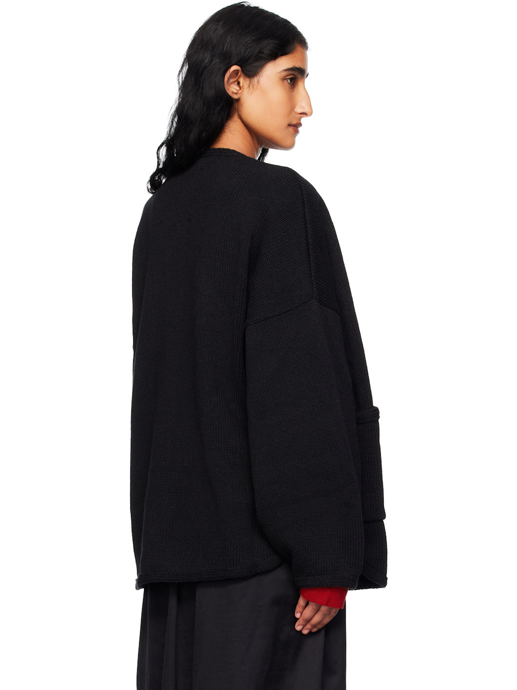 Black Cotton Cardigan - 3
