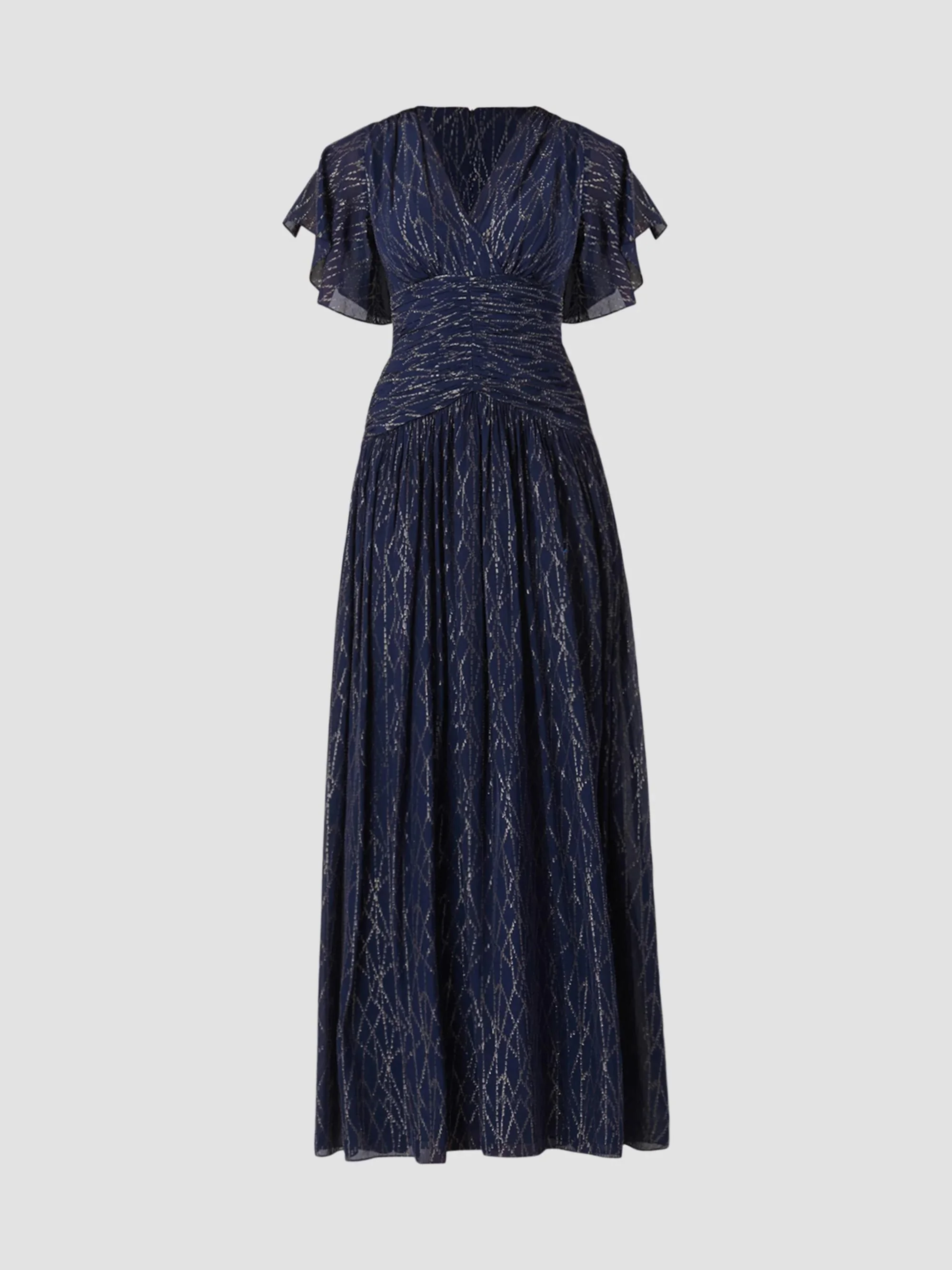 Women's Lilly Abstract Metallic Chiffon Surplice Maxi Dress - Indigo - 1