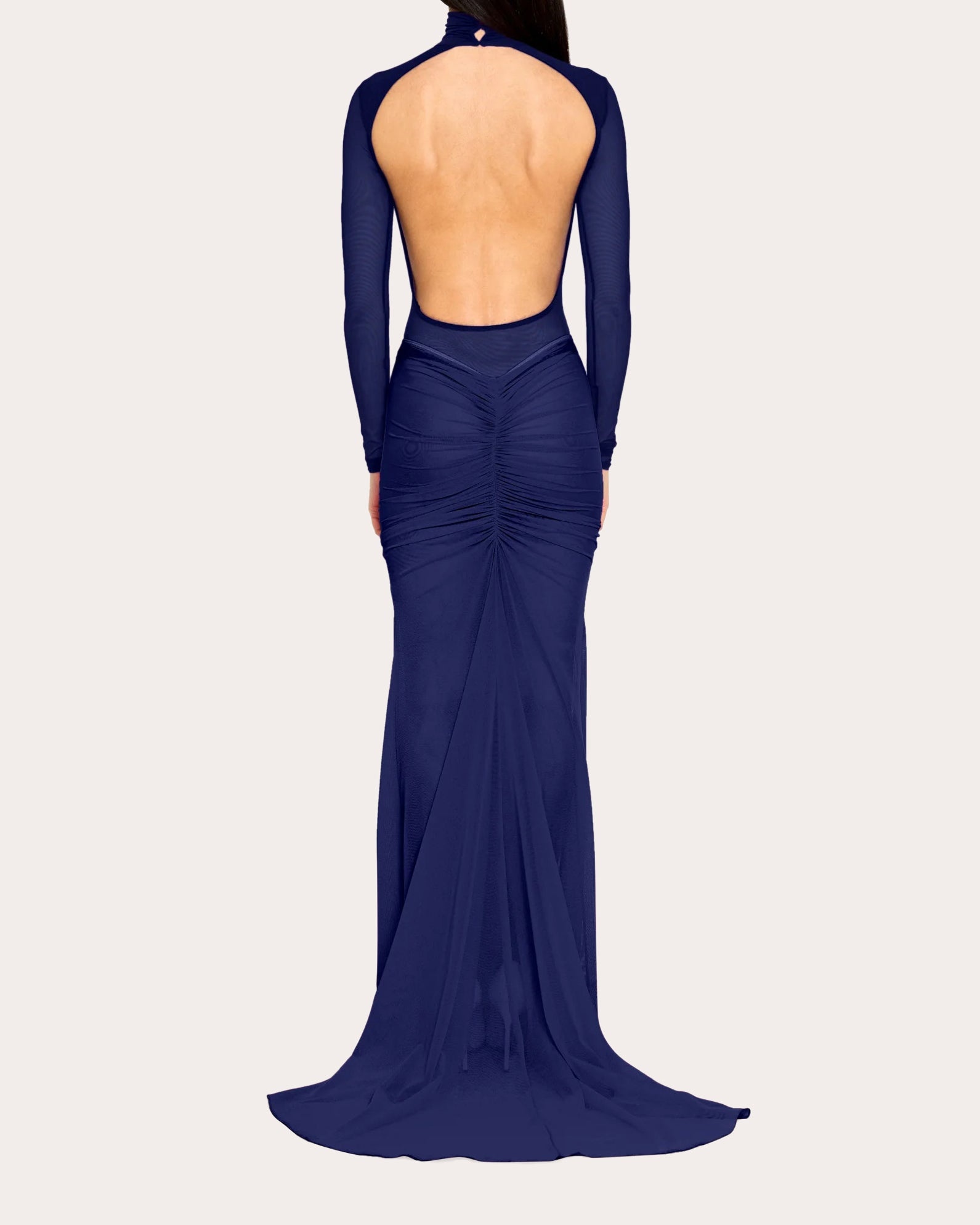 Ruched Draped Mesh Maxi Skirt - 3