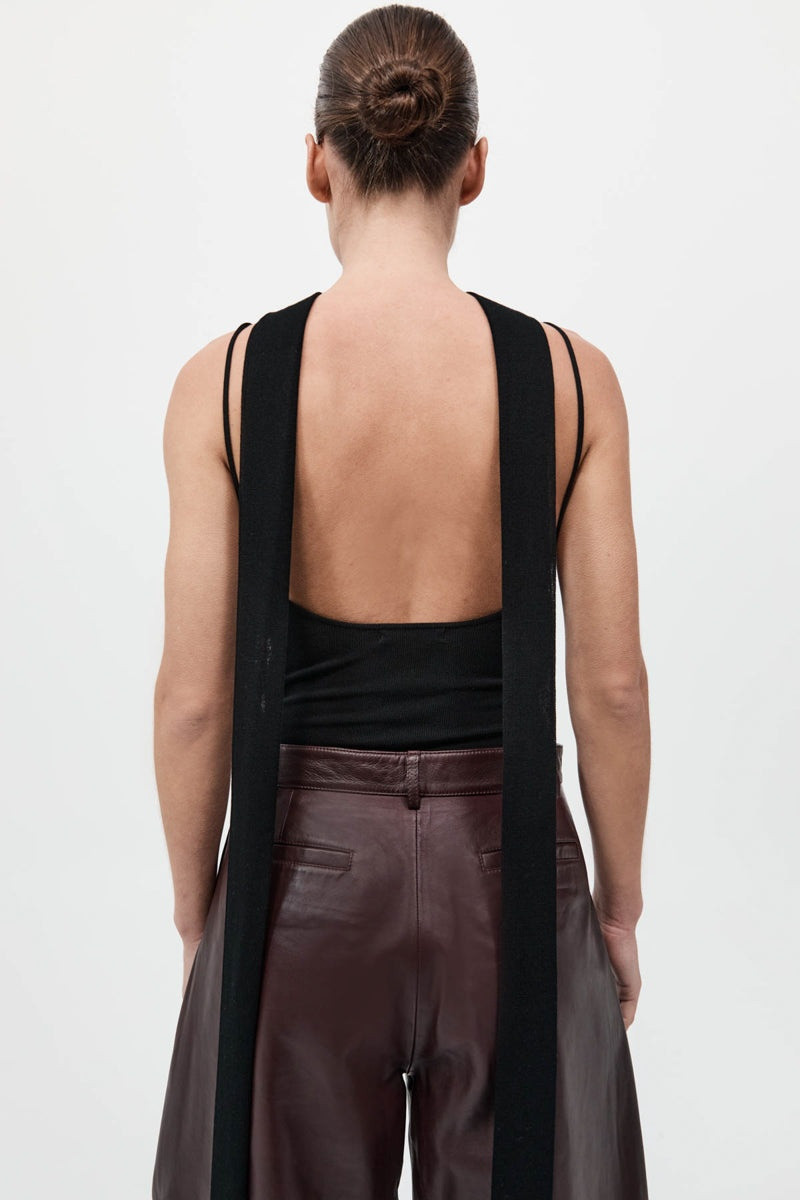 Knit Scarf Top - Black 6