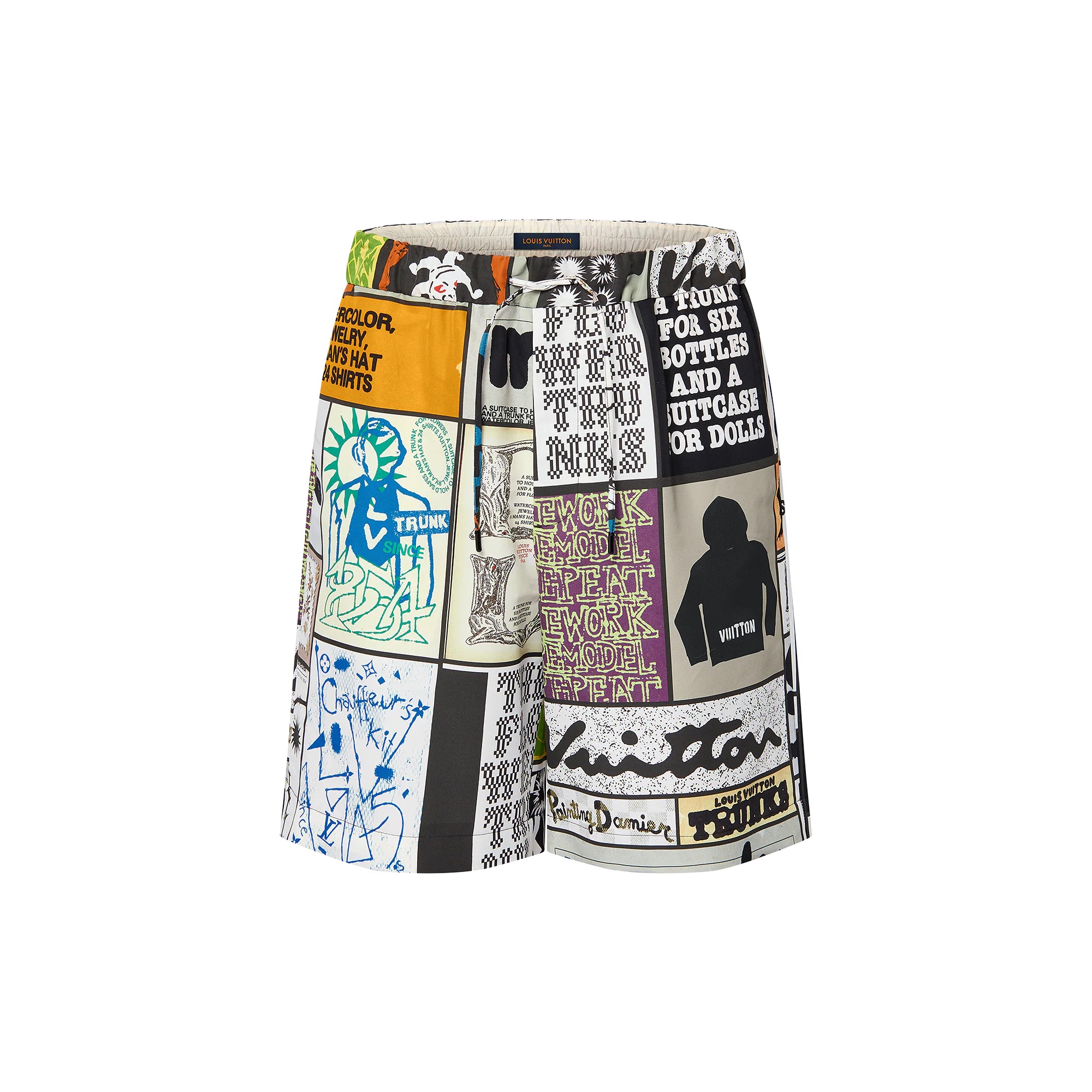 Silk Blend Printed Drawstring Shorts - 1