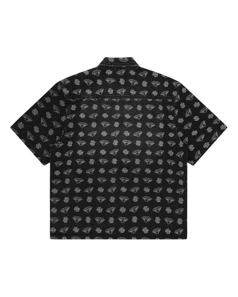BILLIONAIRE BOYS CLUB DIAMONDS & DOLLARS OVERSIZED DENIM SHIRT outlook