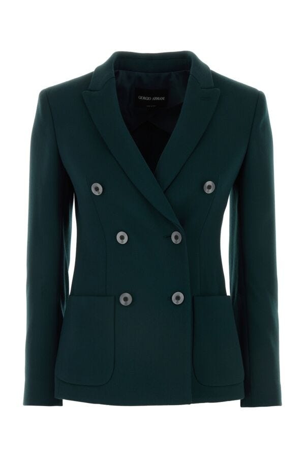 Bottle green stretch wool blazer - 1