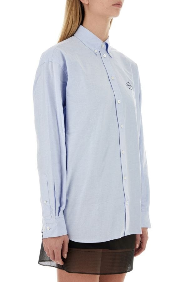 Prada Woman Light Blue Oxford Oversize Shirt - 3