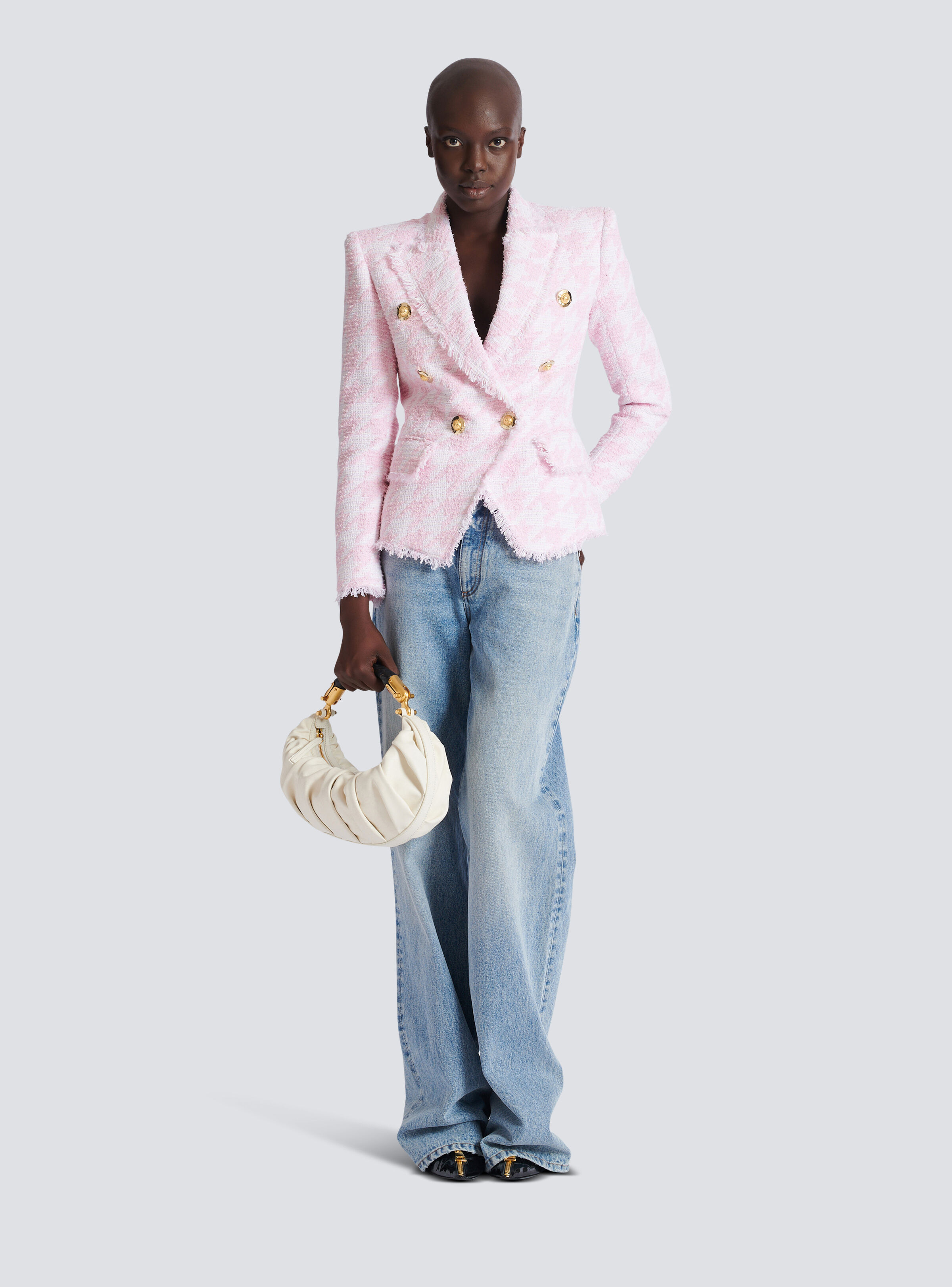 6-button houndstooth tweed fitted jacket - 2