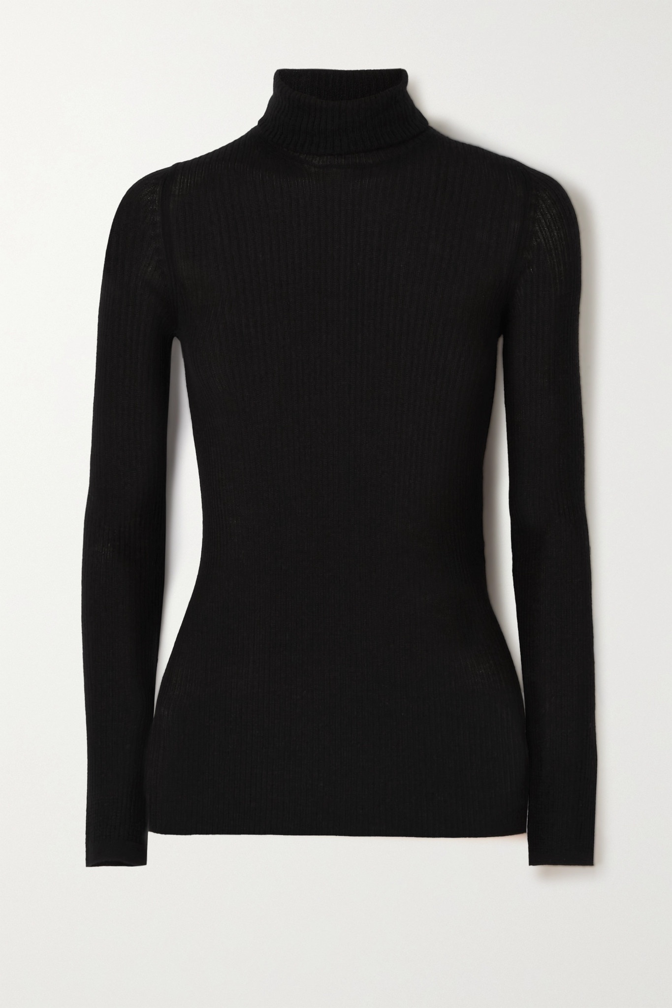 Ribbed cashmere and silk-blend turtleneck top - 1