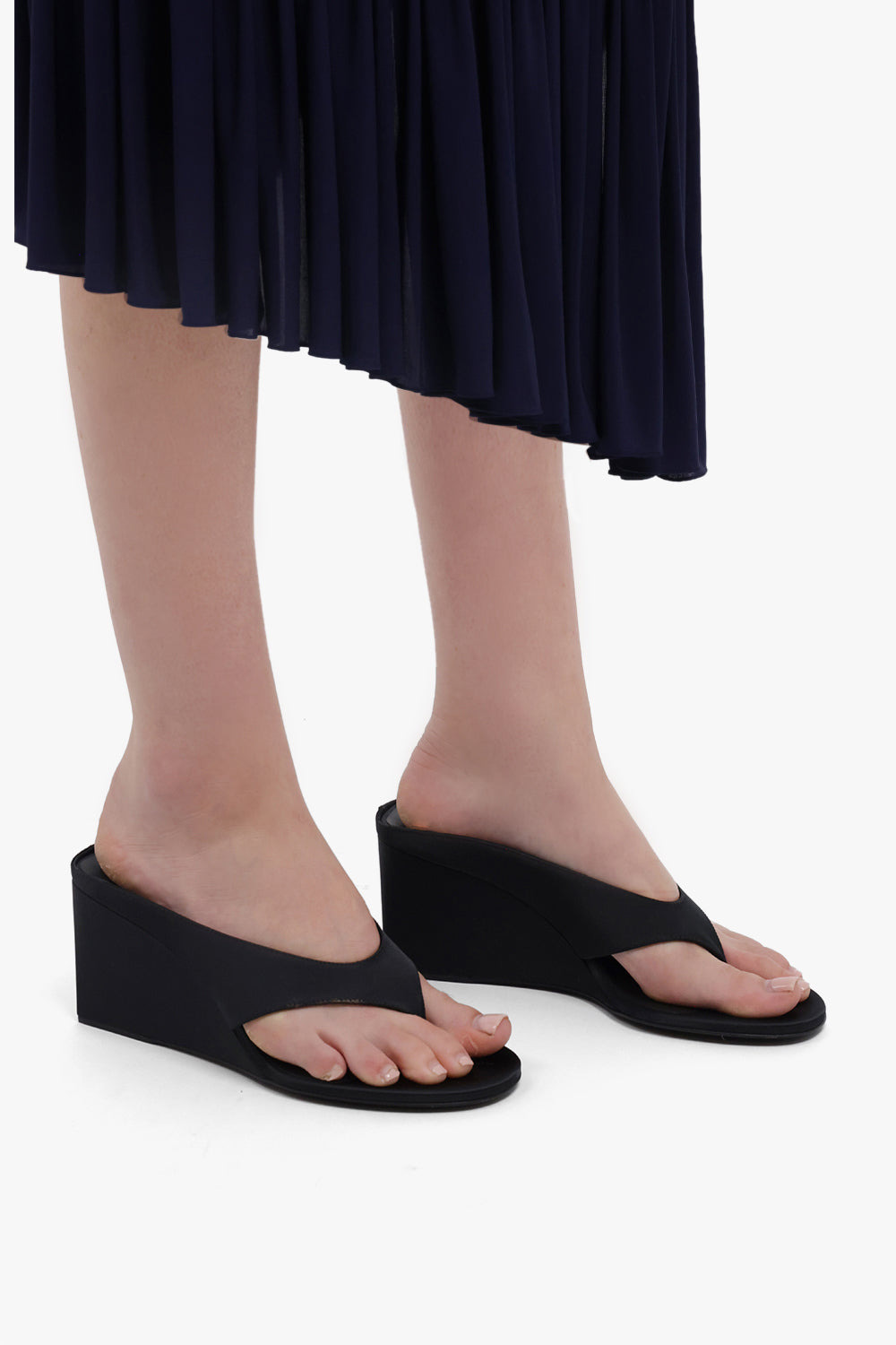 WEDGE 75MM THONG HEEL | BLACK - 6