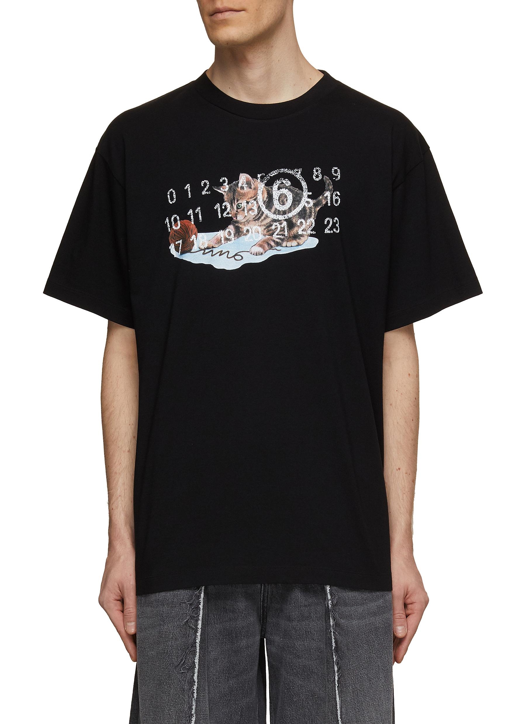 MM6 Maison Margiela cat Tシャツ MM6 Maison Margiela Cat print cotton T-shirt - White