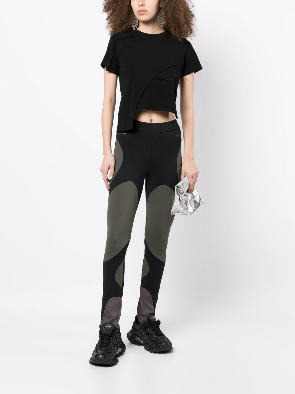 logo-print two-tone leggings - 2