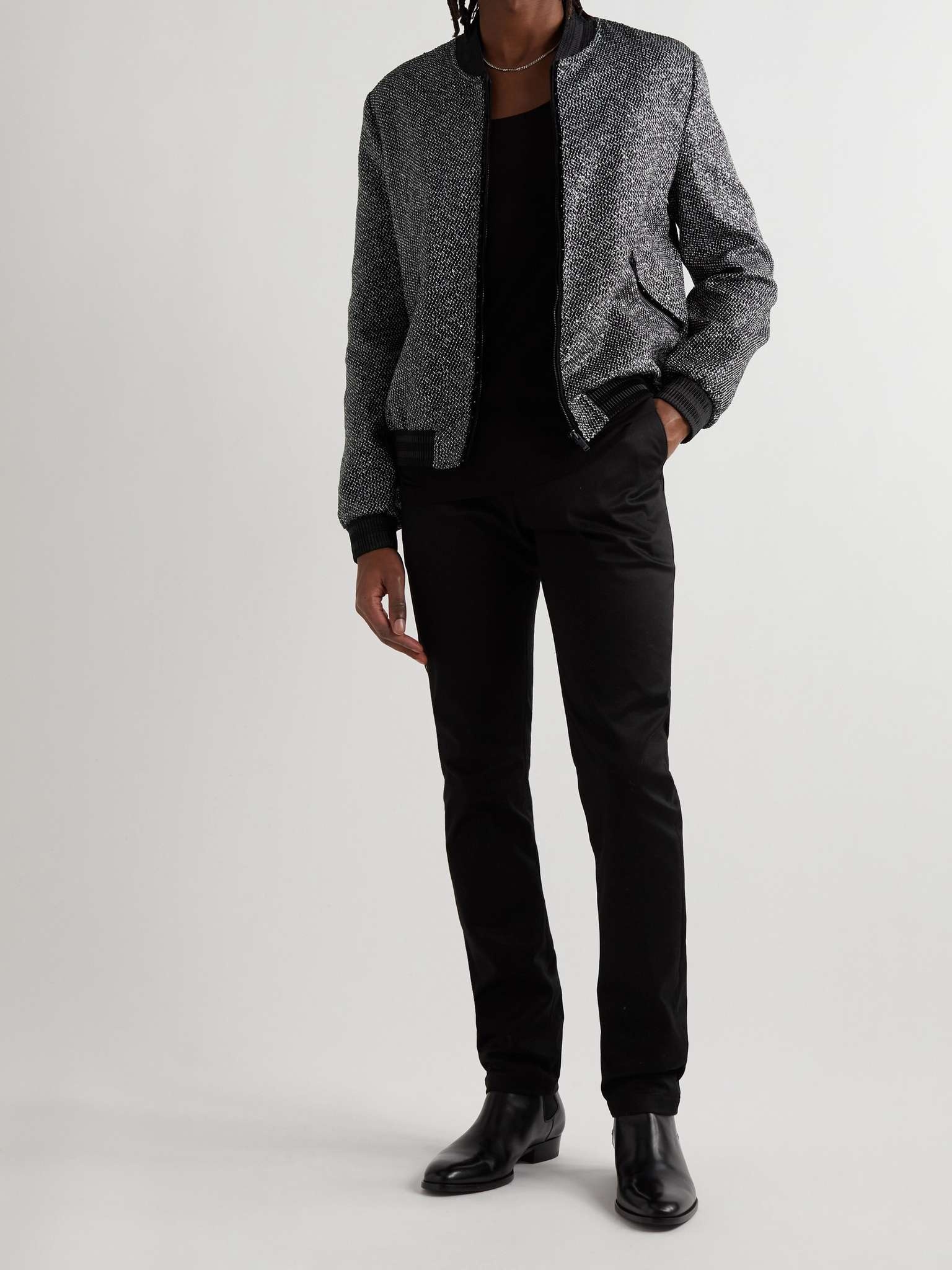 Teddy Slim-Fit Sequinned Cotton-Blend Tweed Bomber Jacket - 2