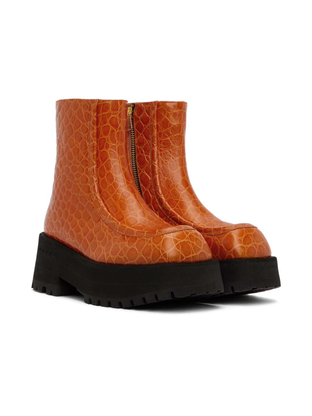 Orange Zip Boots - 4
