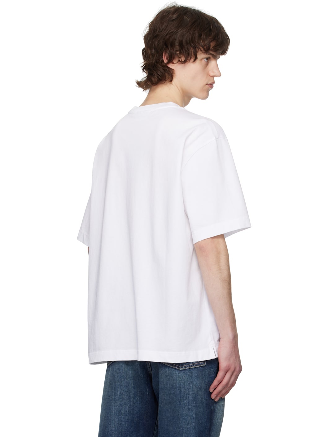 White Handwriting Embroidery Oversize T-shirt - 3