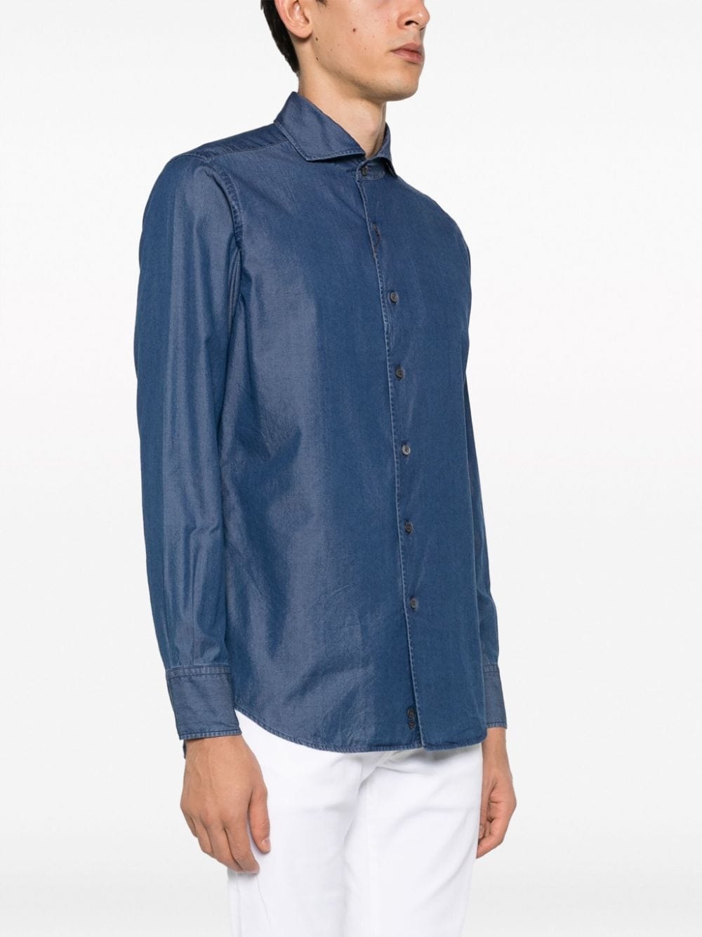 spread-collar cotton-blend shirt - 3
