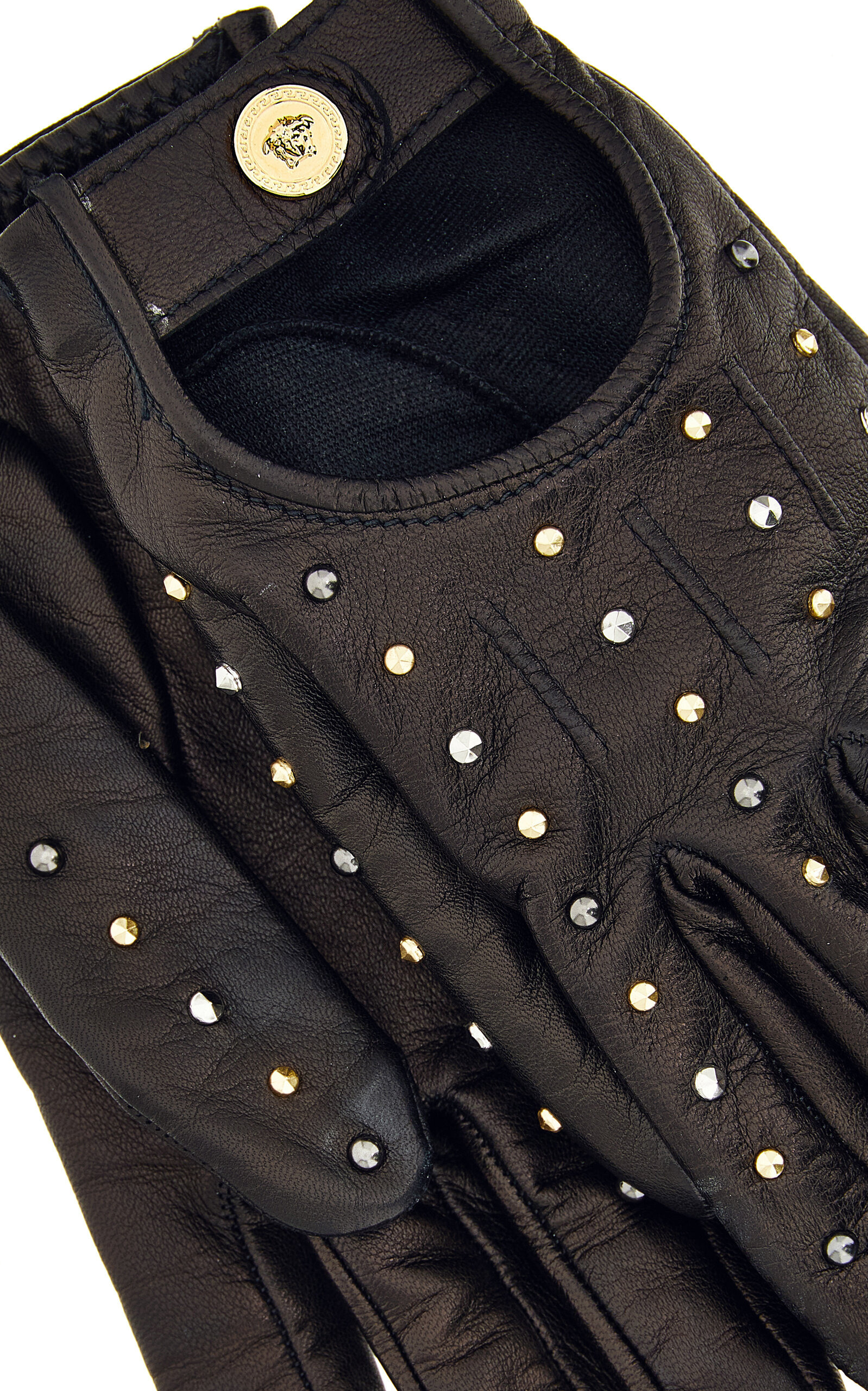 Studded Leather Gloves black - 5