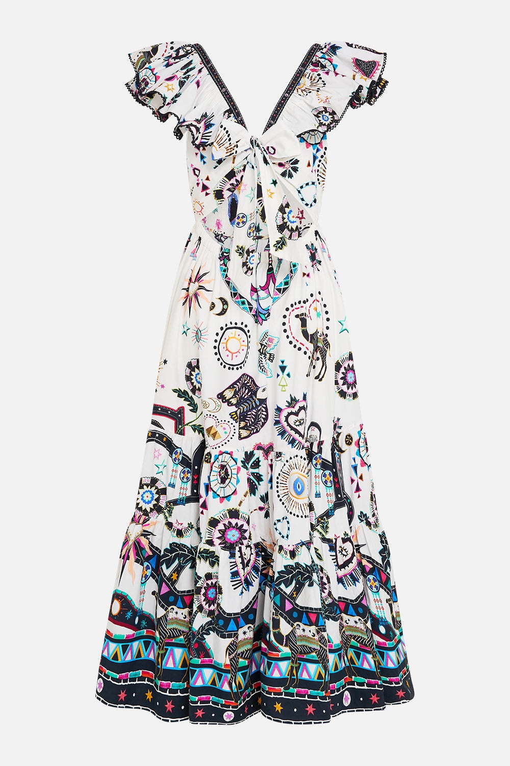 TIERED DRESS WITH NECK FRILL - 7