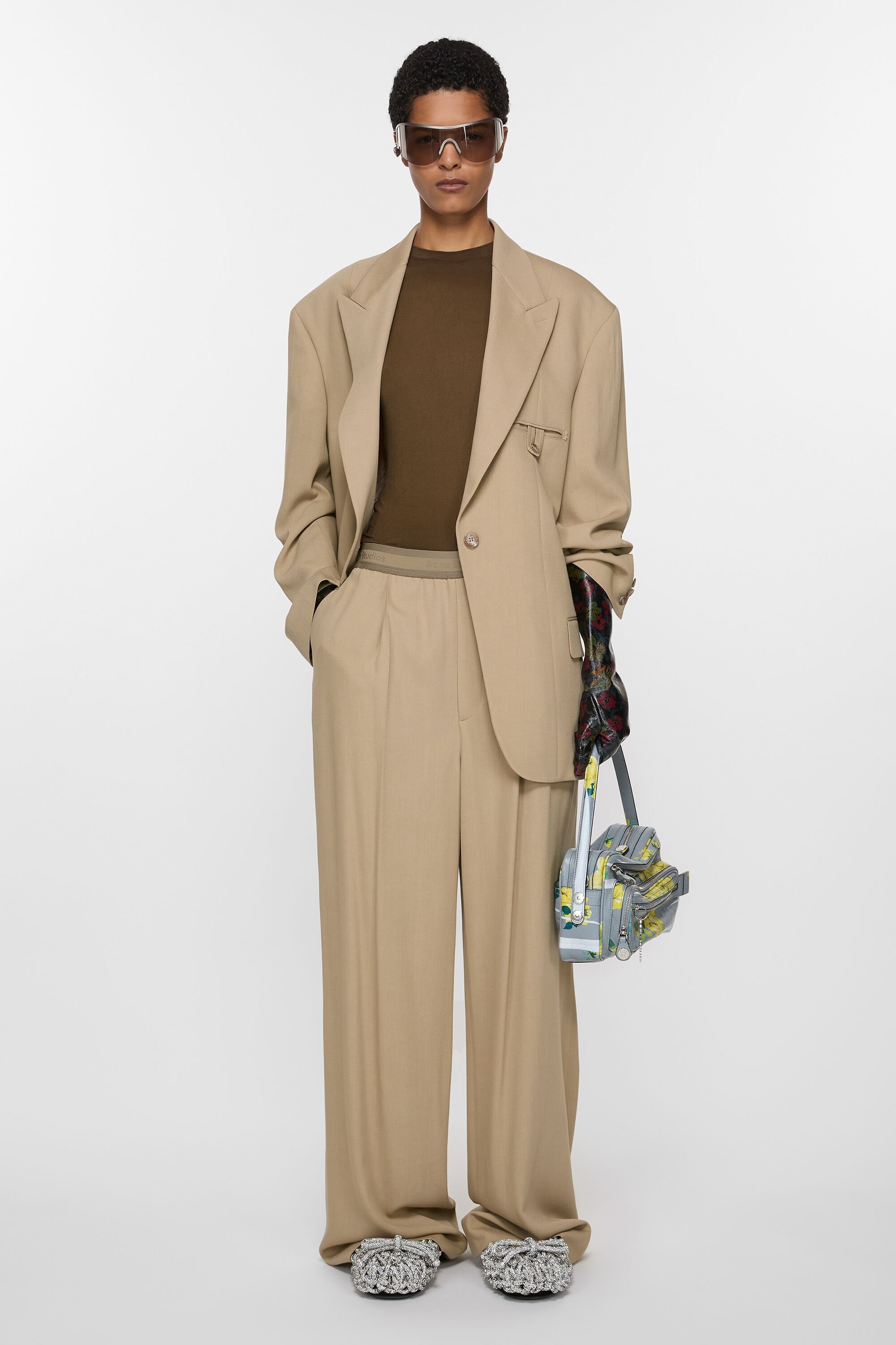 Logo tape trousers - Camel Beige - 2