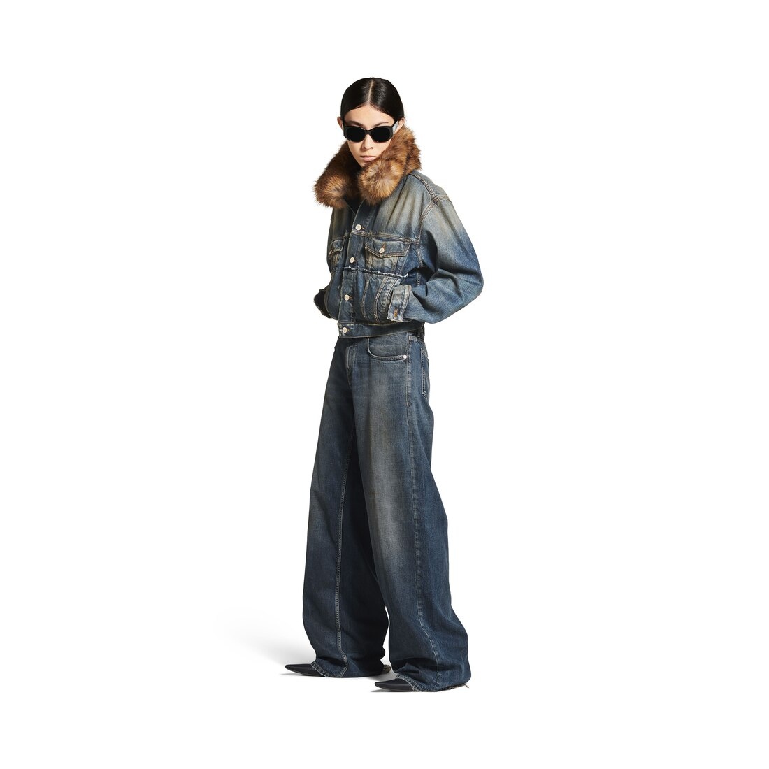 Women's Wide Leg Baggy Pants in Blue - 2