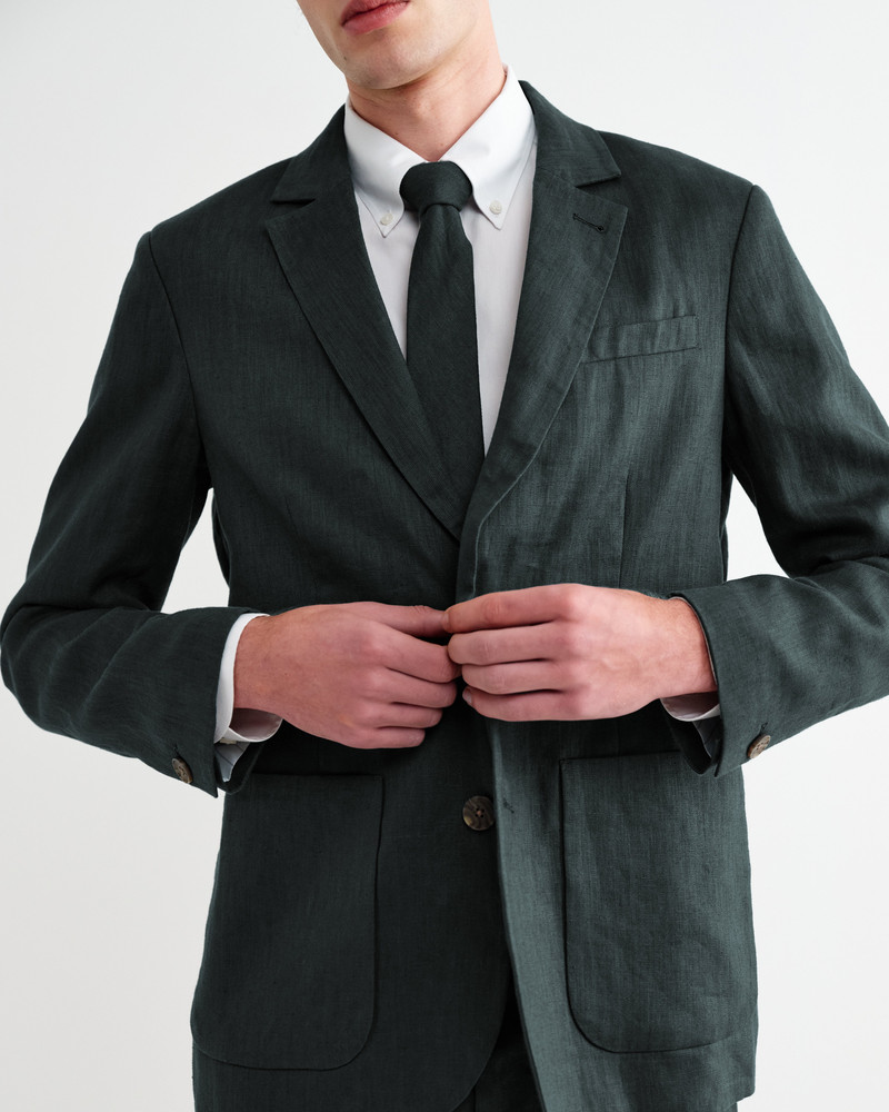 Wax London Pavillion - Dark Green Linen Tie outlook