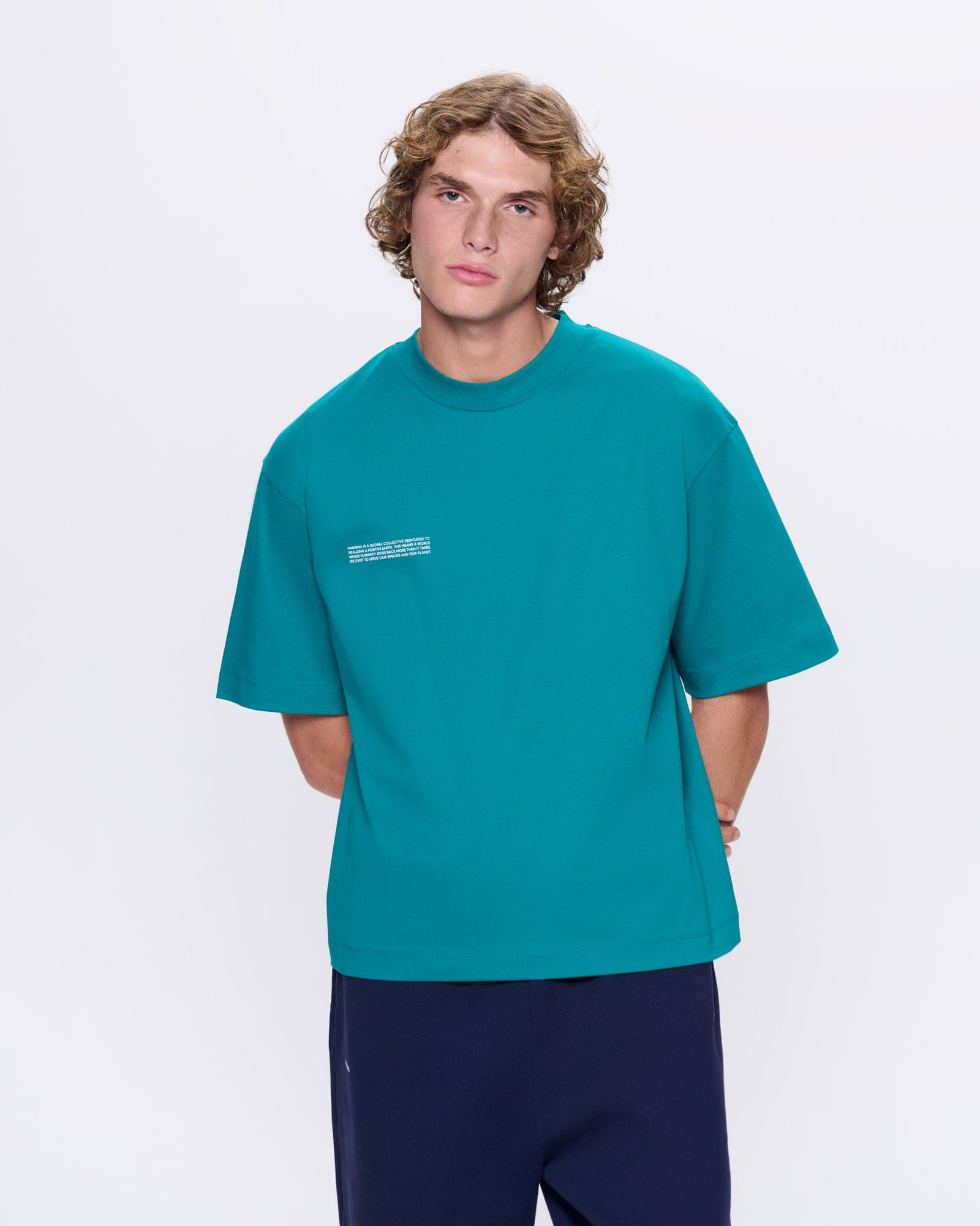 Mens Interlock Oversized T-Shirt - Malachite Green - 2